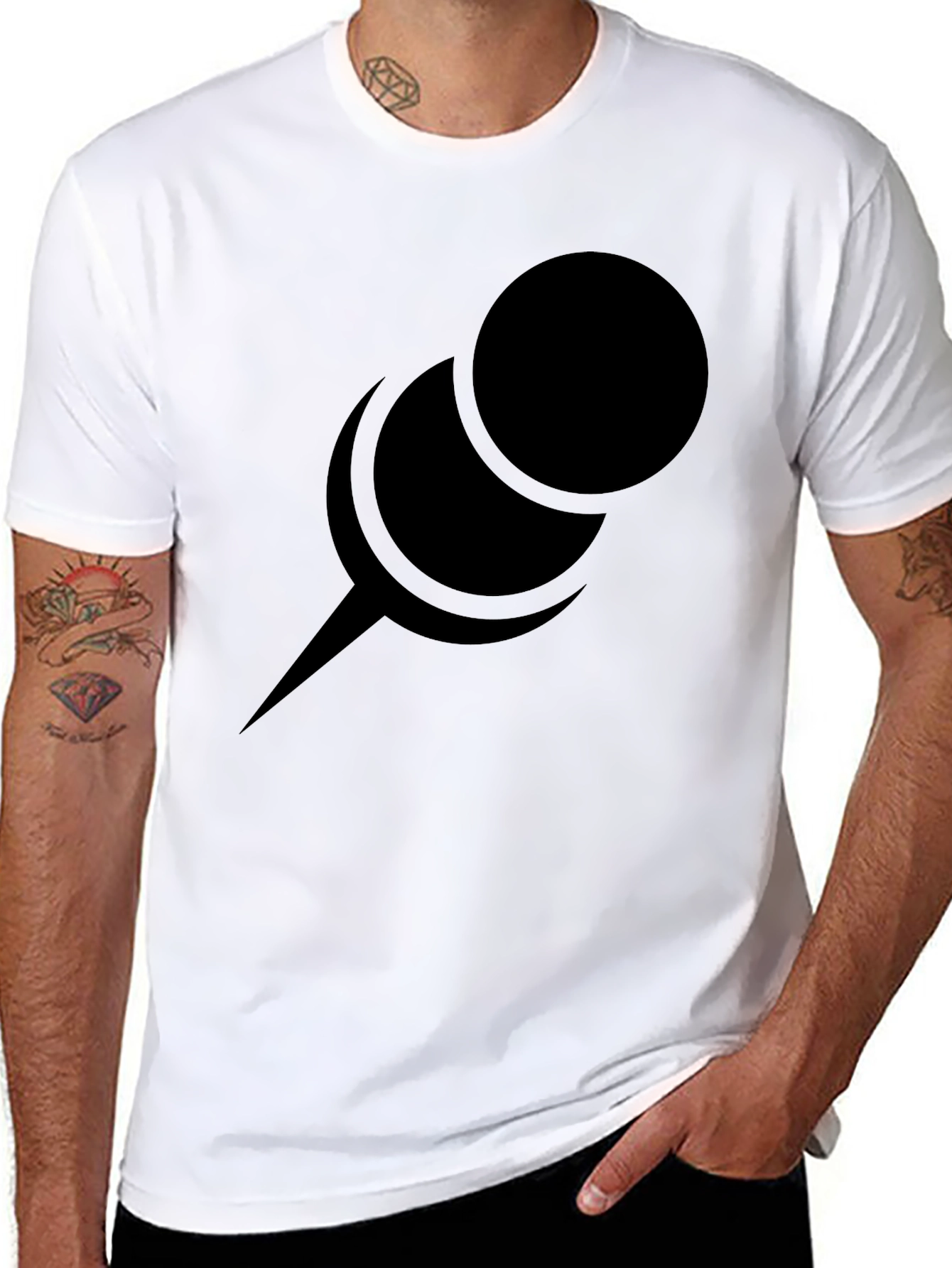 Minimalist Pin Graphic Black T-Shirt