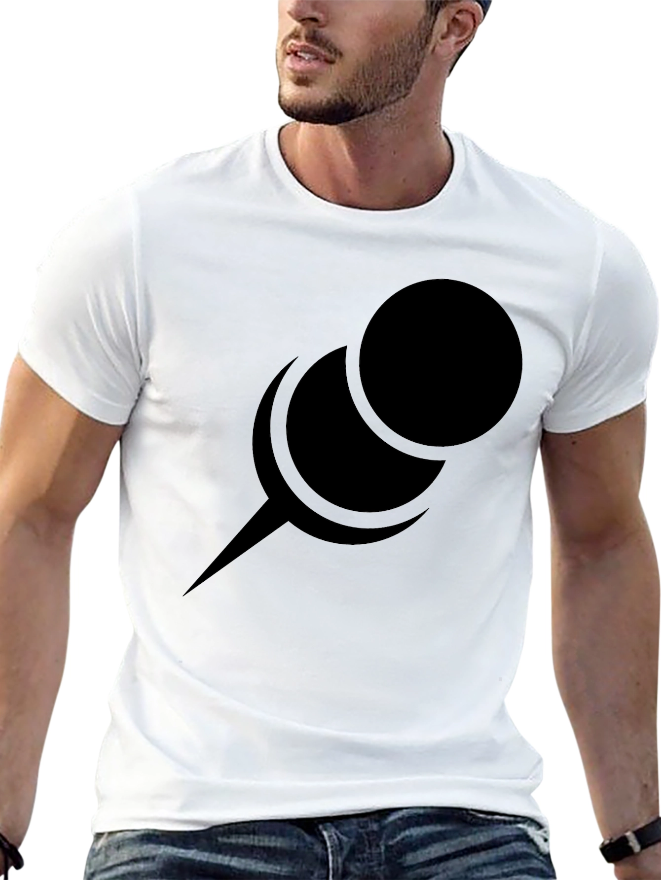 Minimalist Pin Graphic Black T-Shirt