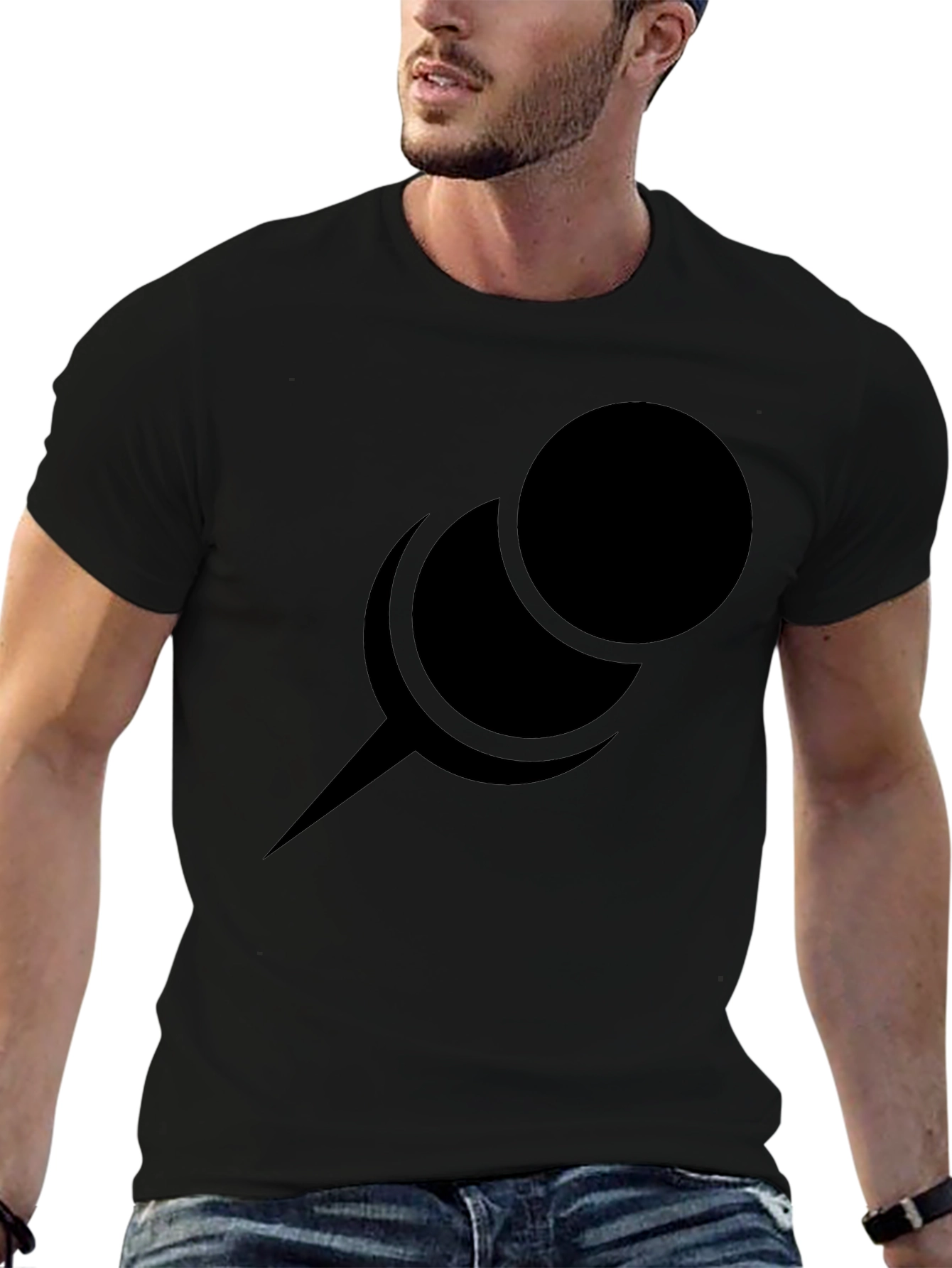 Minimalist Pin Graphic Black T-Shirt