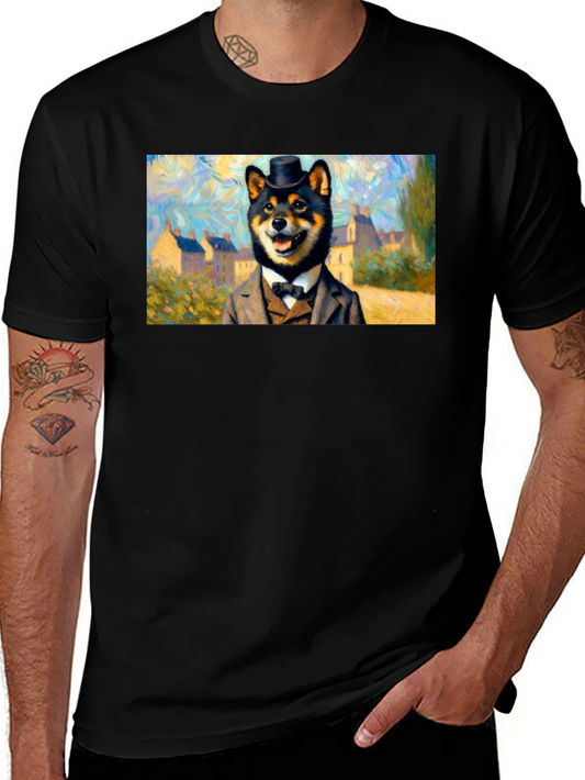 Shiba Inu Gentleman T-Shirt - Artistic Dog Lover Tee