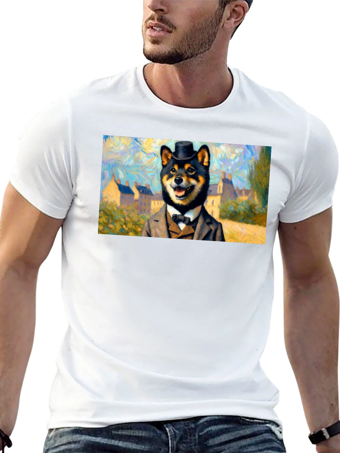 Shiba Inu Gentleman T-Shirt - Artistic Dog Lover Tee