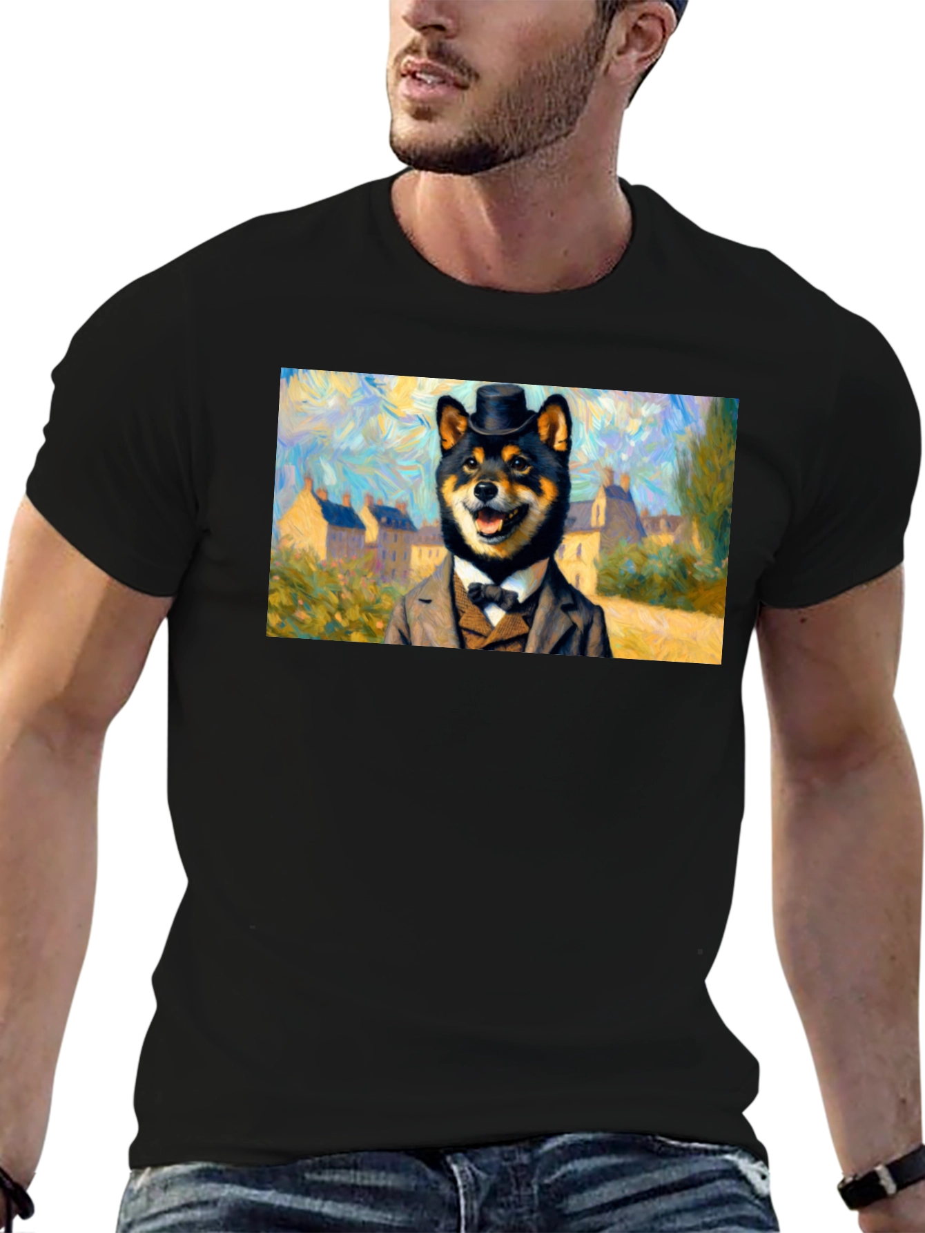 Shiba Inu Gentleman T-Shirt - Artistic Dog Lover Tee