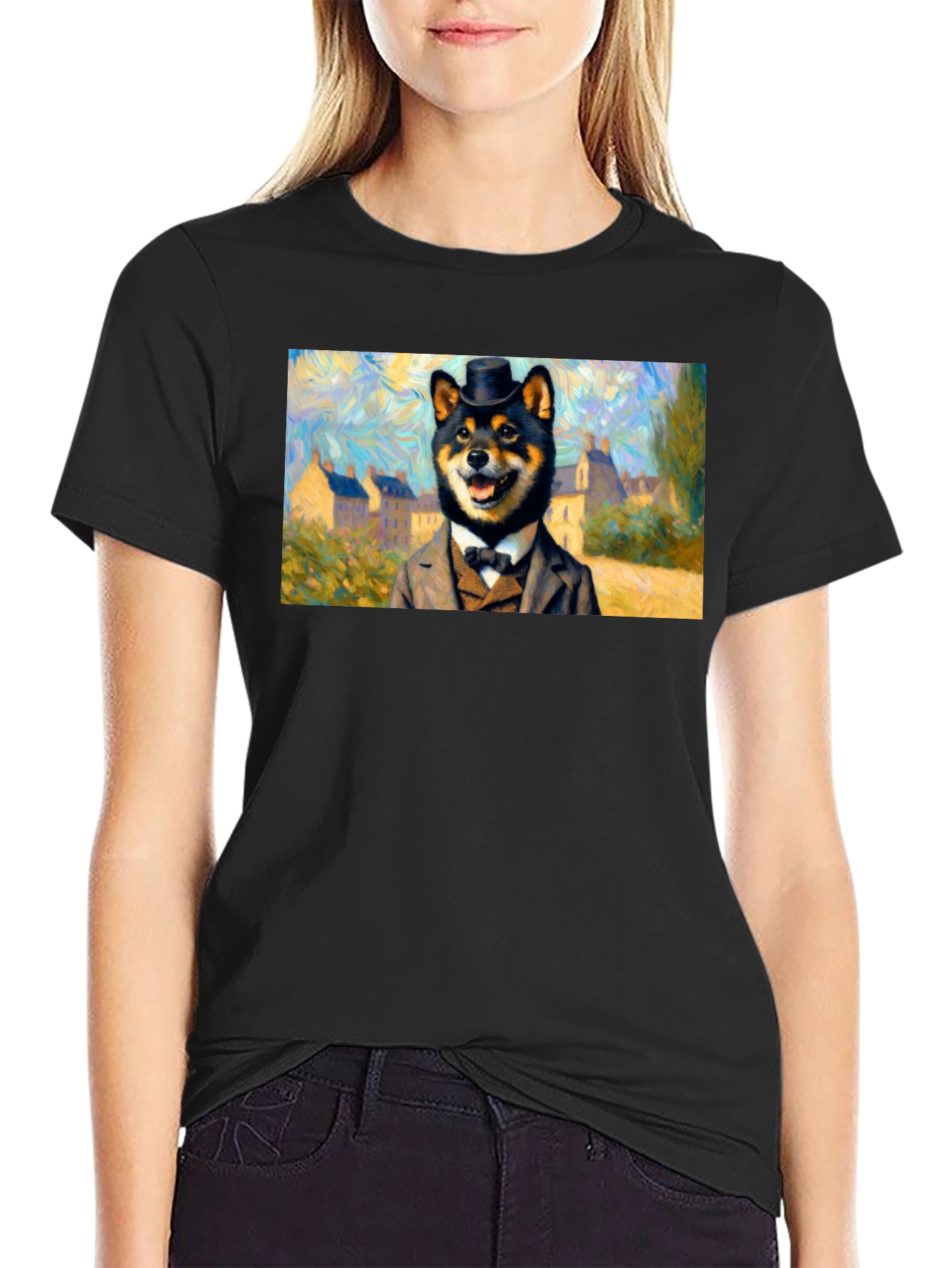 Shiba Inu Gentleman T-Shirt - Artistic Dog Lover Tee