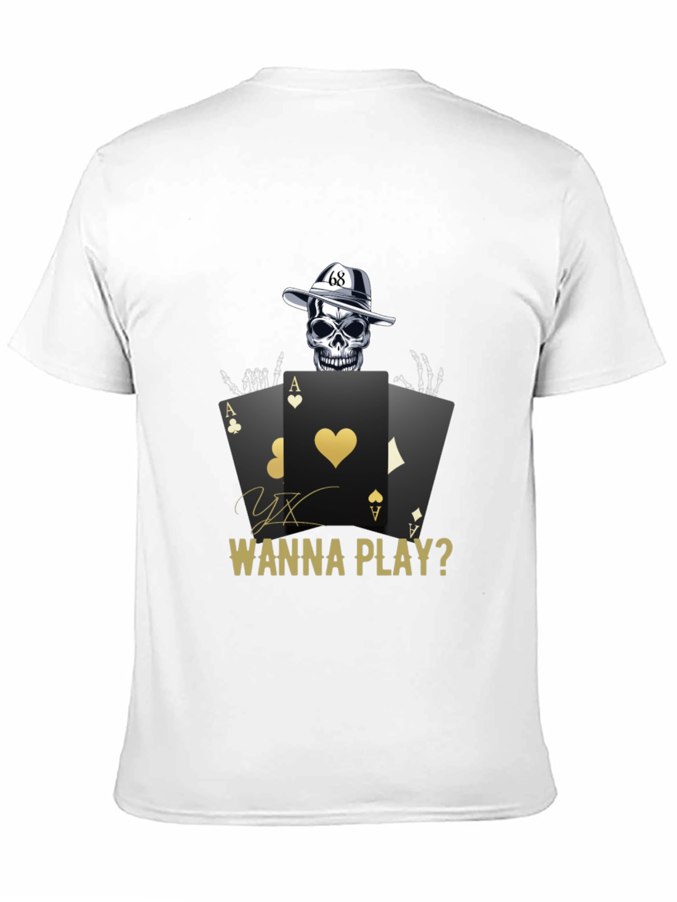 Gambler Skull Graphic T-Shirt - Wanna Play? Cotton Tee