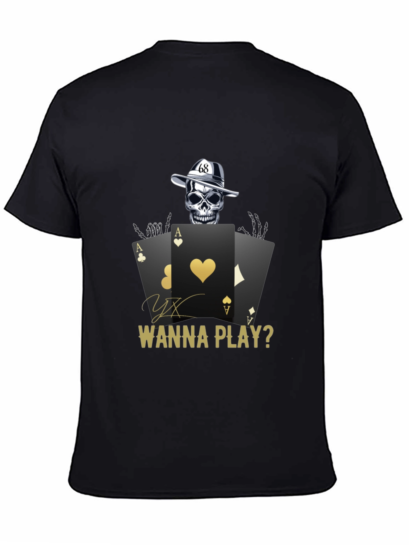 Gambler Skull Graphic T-Shirt - Wanna Play? Cotton Tee