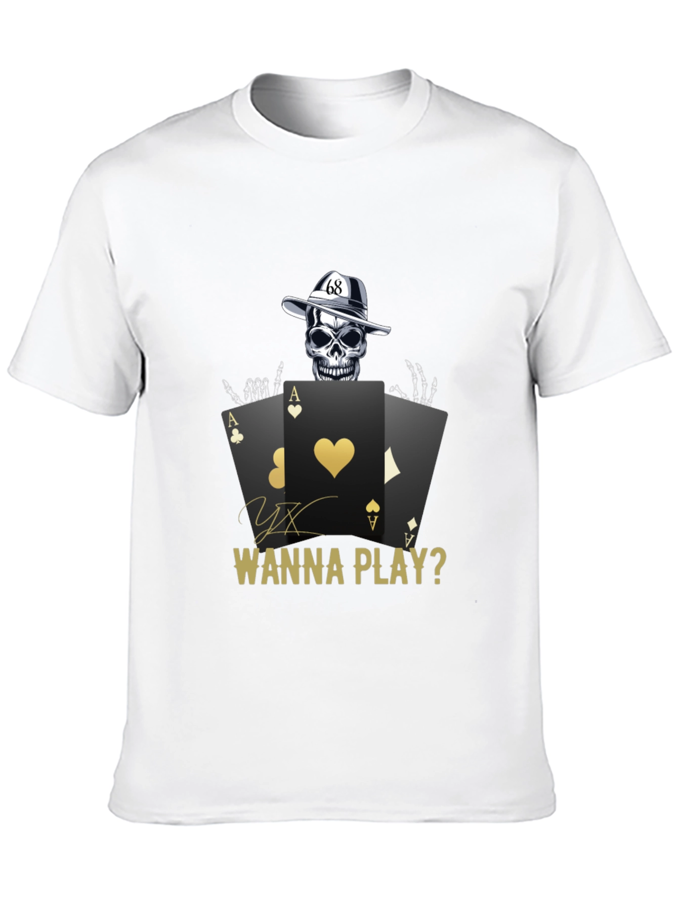 Gambler Skull Graphic T-Shirt - Wanna Play? Cotton Tee