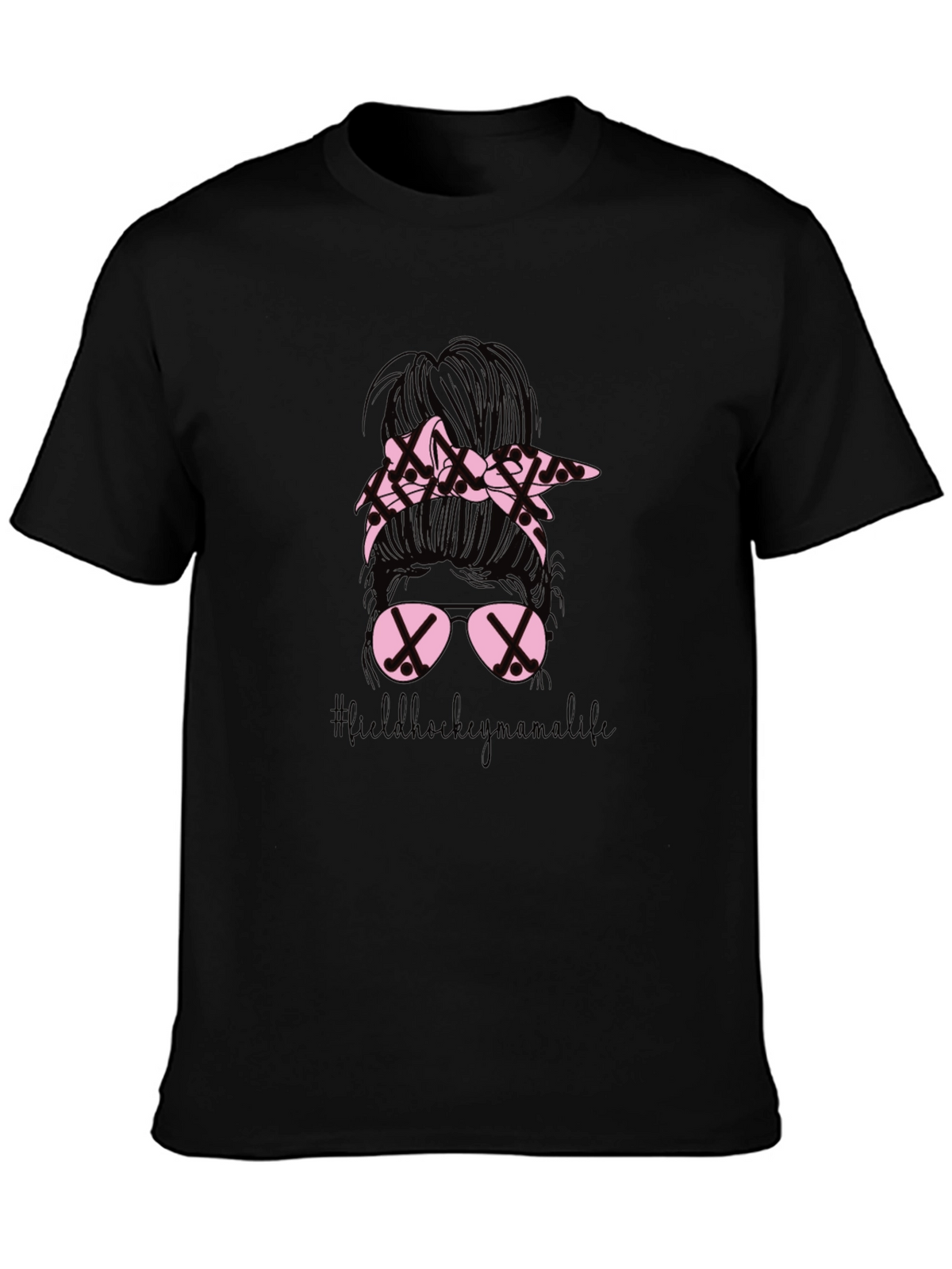 Field Hockey Mama Life T-Shirt - Messy Bun Design