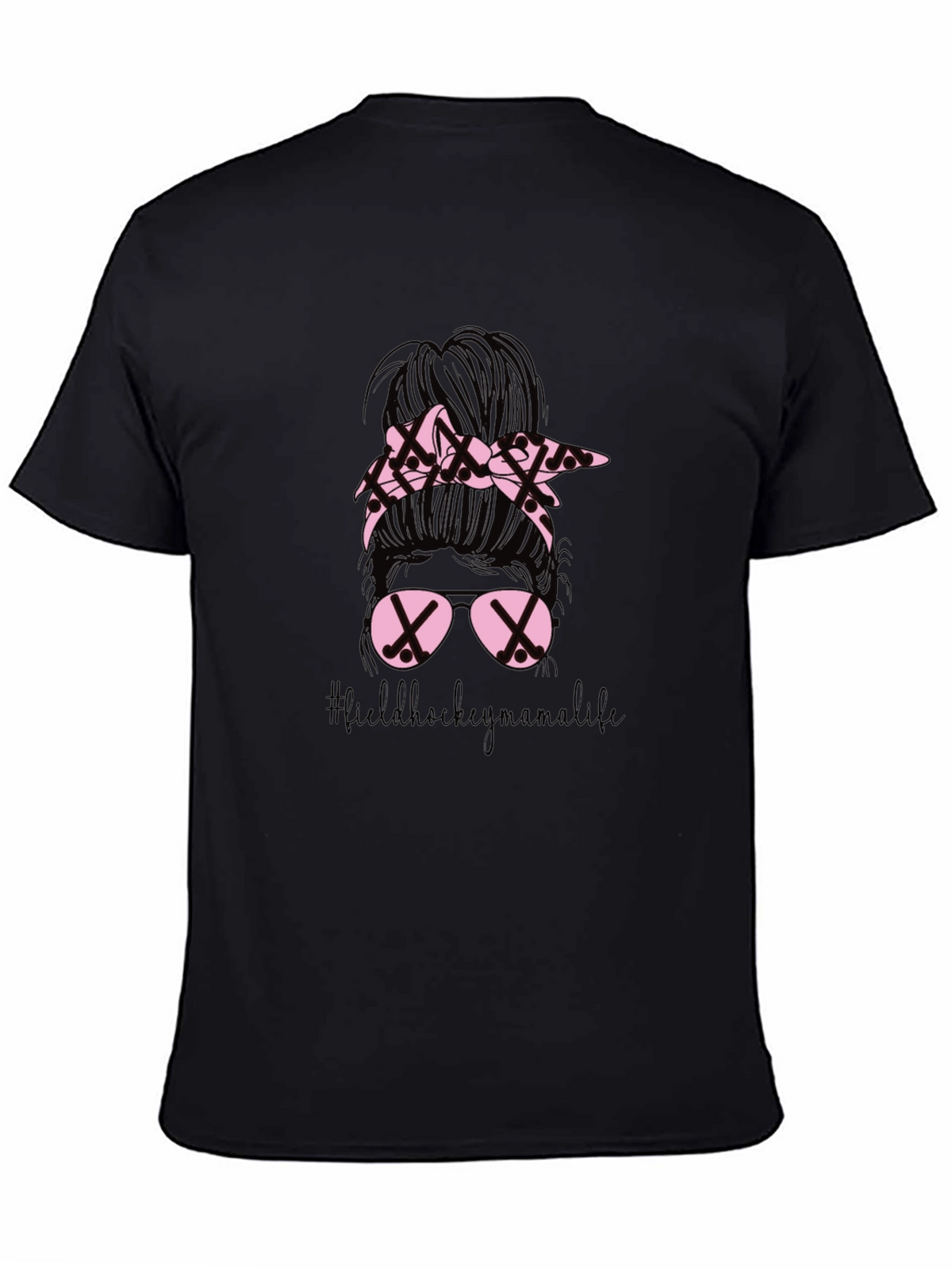 Field Hockey Mama Life T-Shirt - Messy Bun Design