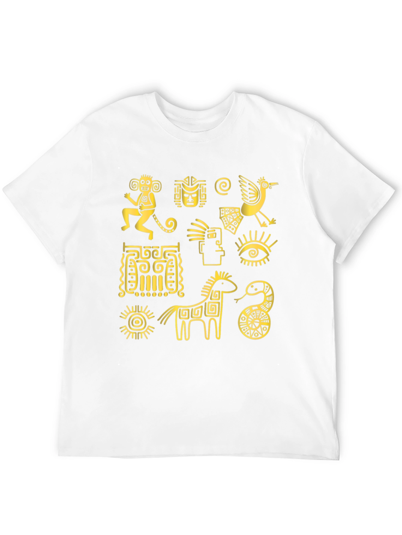 Aztec Art Graphic Tee - Black Cotton T-Shirt