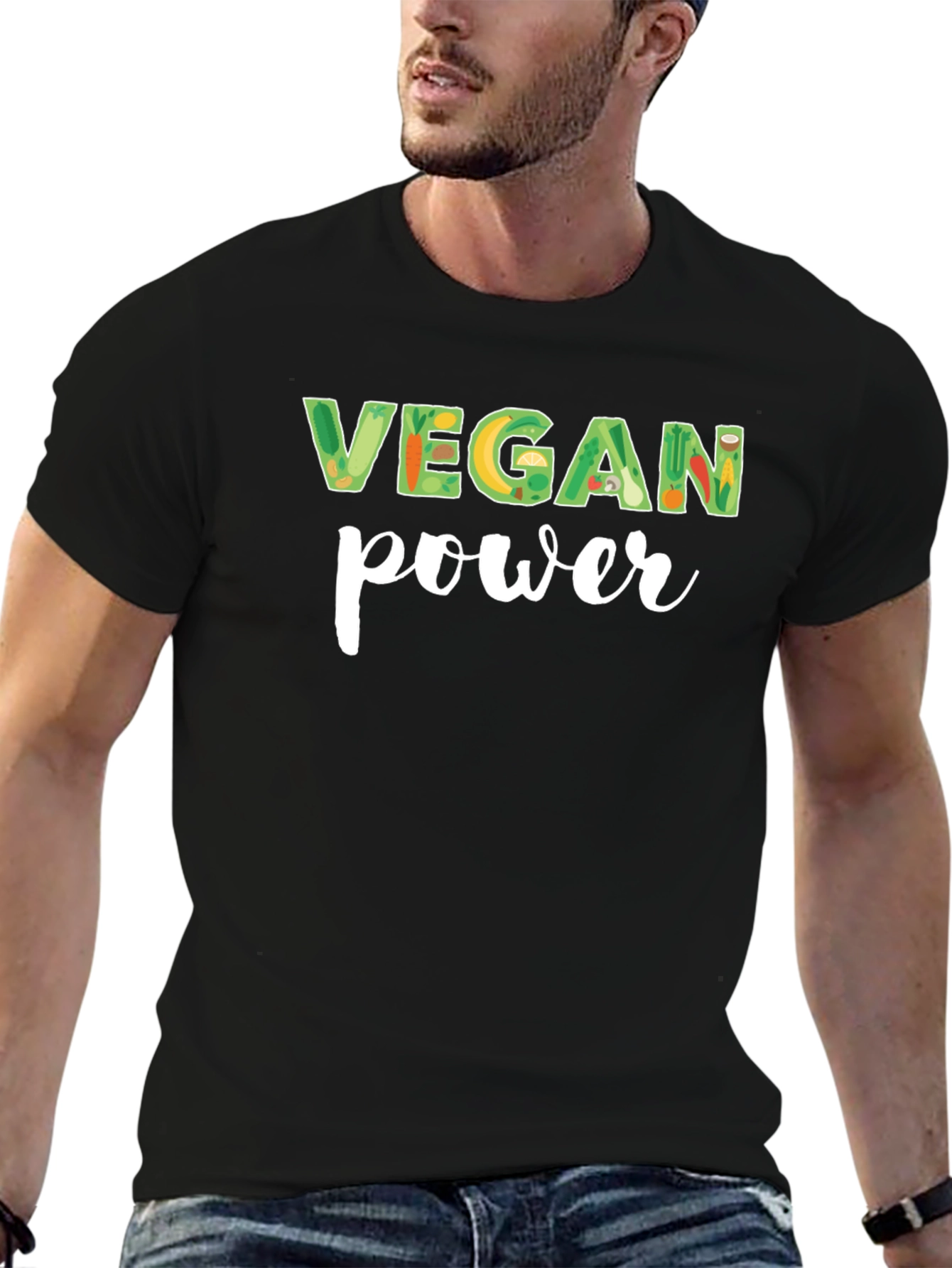 Vegan Power Graphic T-Shirt - Black
