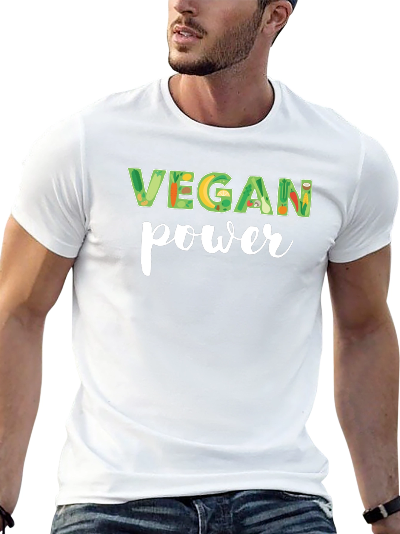 Vegan Power Graphic T-Shirt - Black