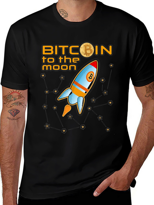Bitcoin to the Moon Graphic Tee - Crypto Rocket T-Shirt