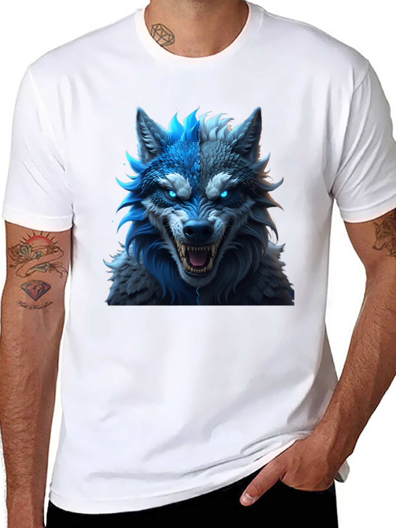 Fierce Wolf Graphic Tee - Blue Rage