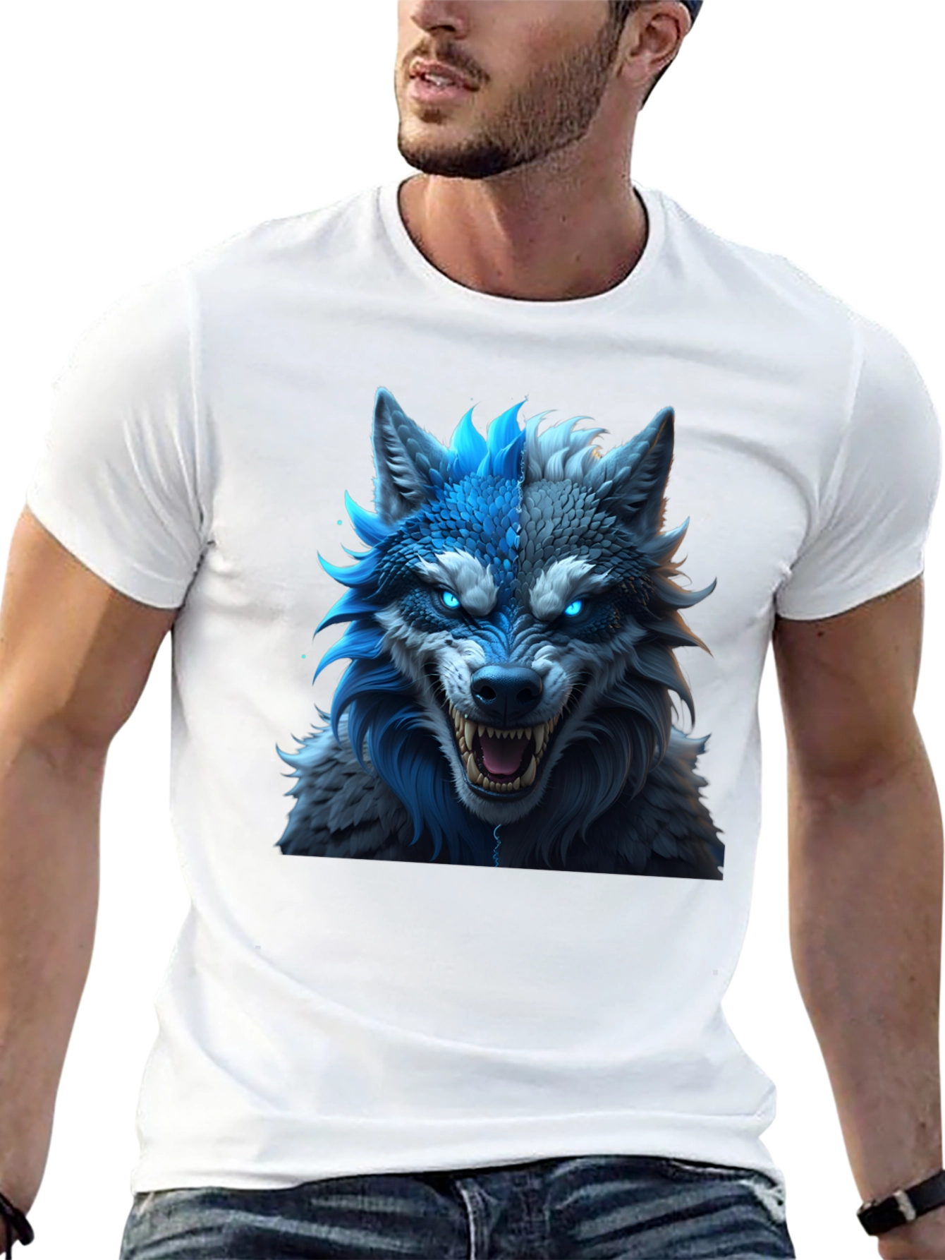 Fierce Wolf Graphic Tee - Blue Rage