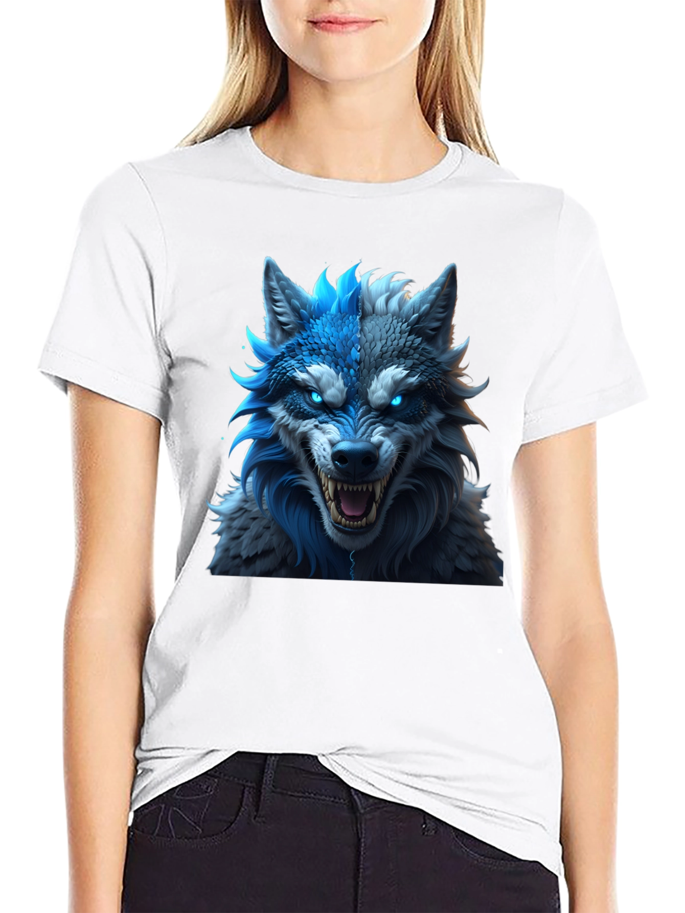 Fierce Wolf Graphic Tee - Blue Rage