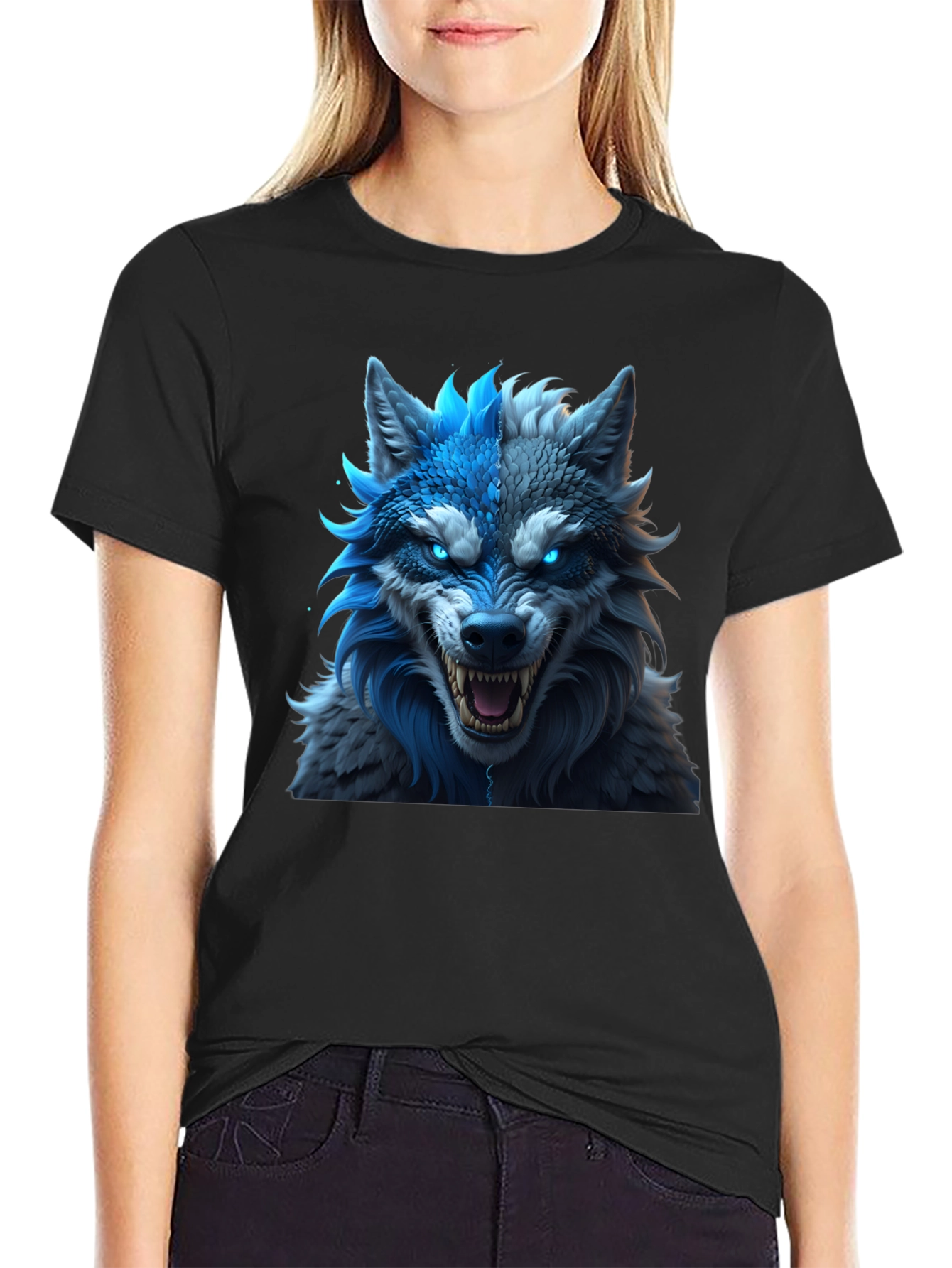 Fierce Wolf Graphic Tee - Blue Rage