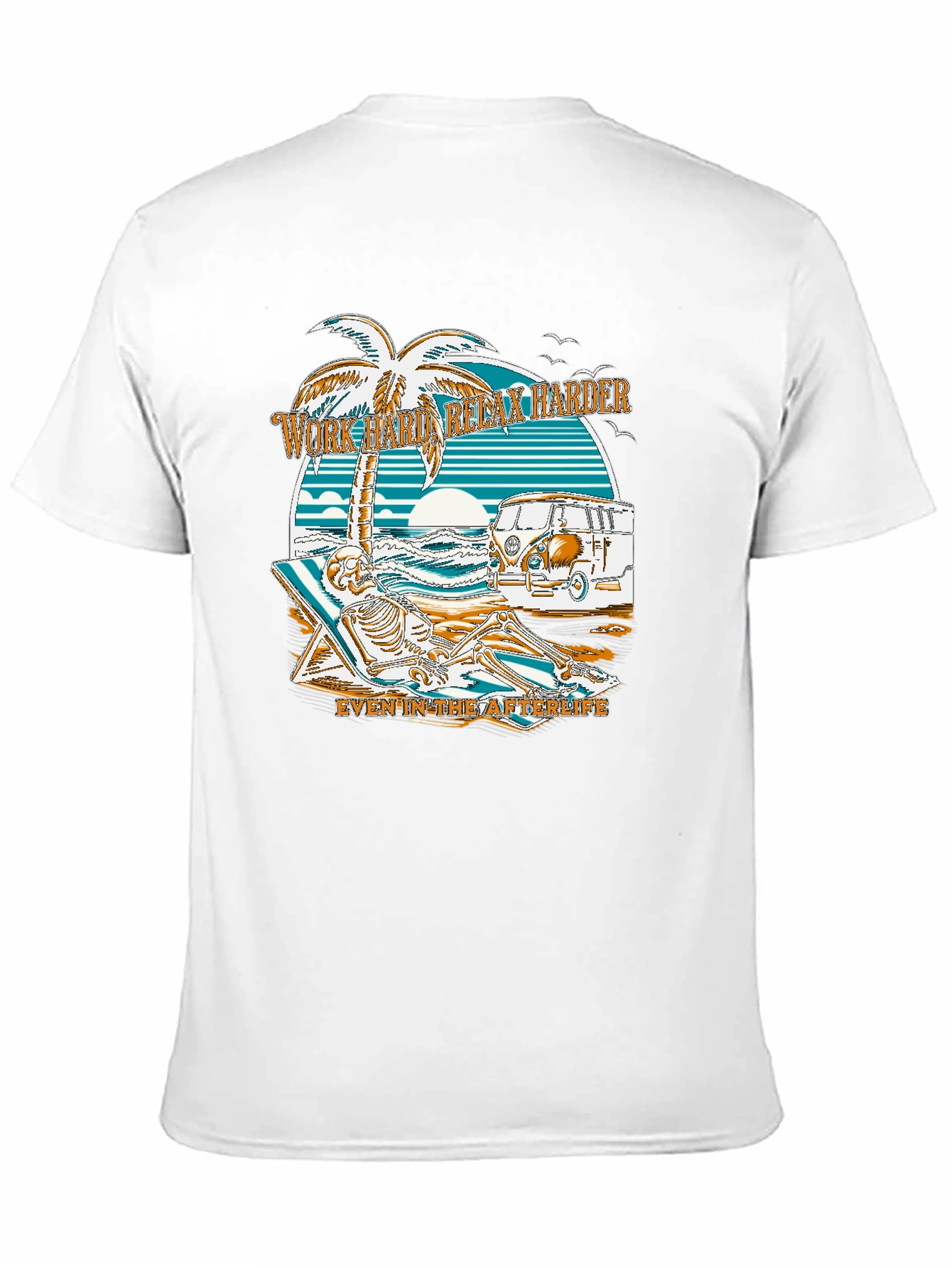 Work Hard Relax Harder Skeleton Beach T-Shirt