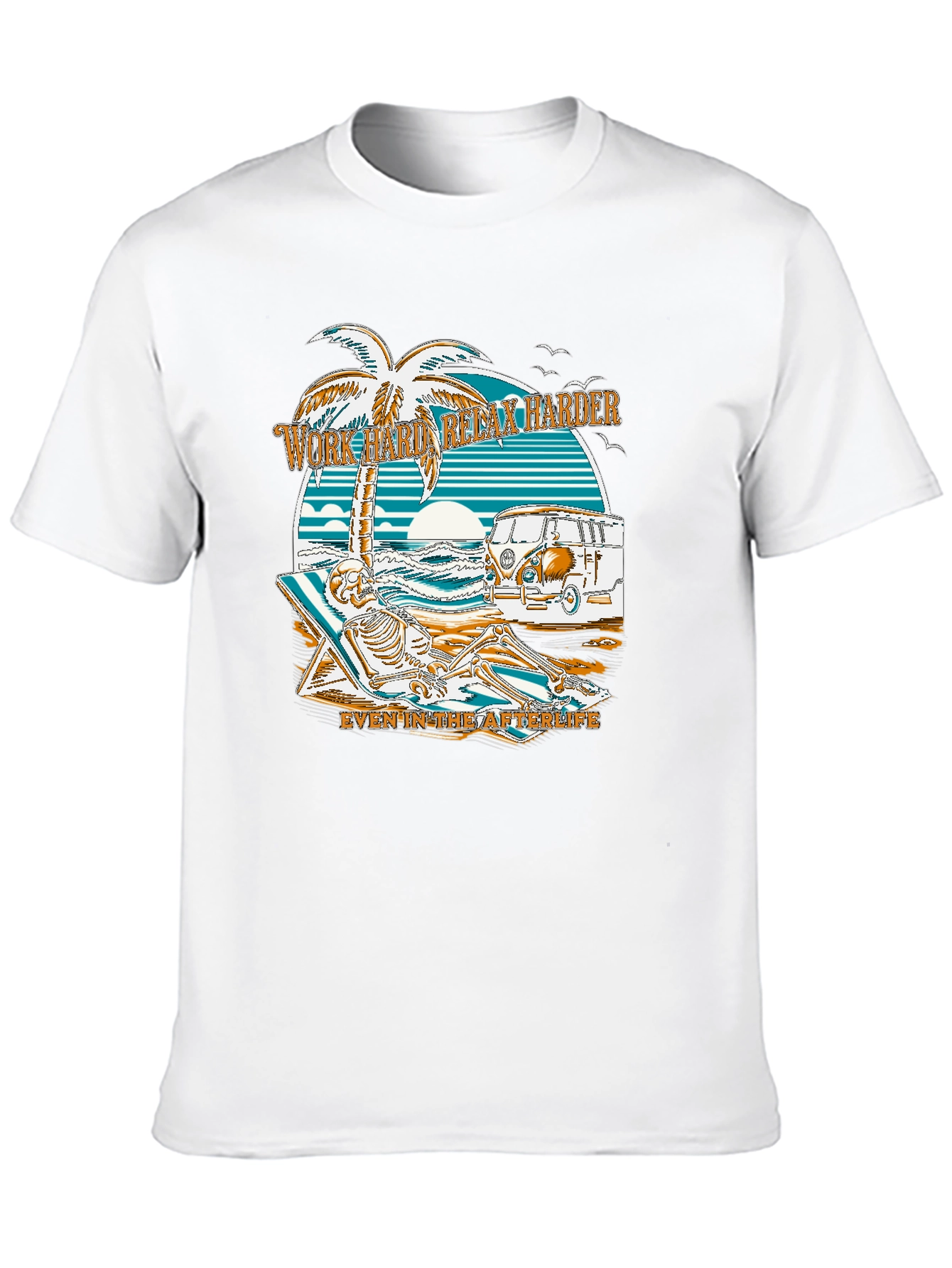 Work Hard Relax Harder Skeleton Beach T-Shirt