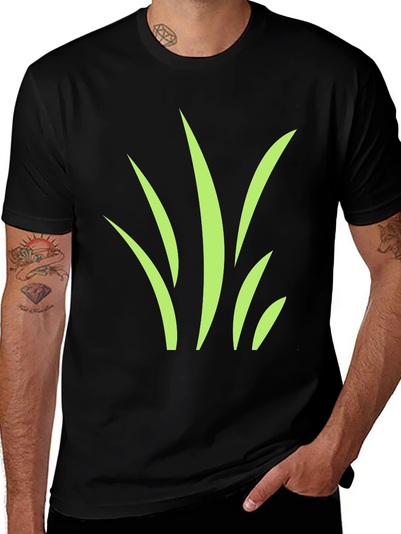 Grass Graphic Black T-Shirt