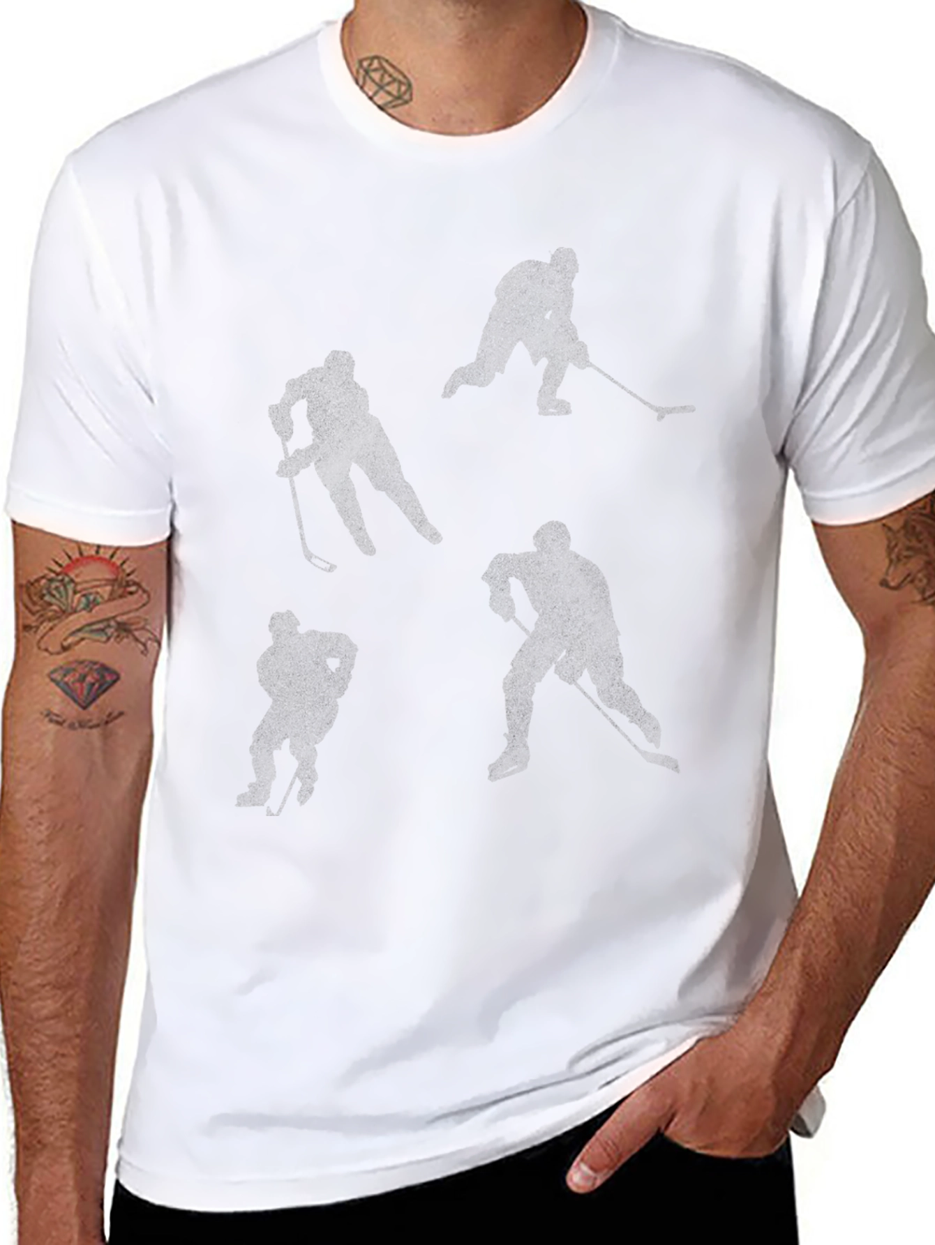 Hockey Player Silhouettes Black Tee