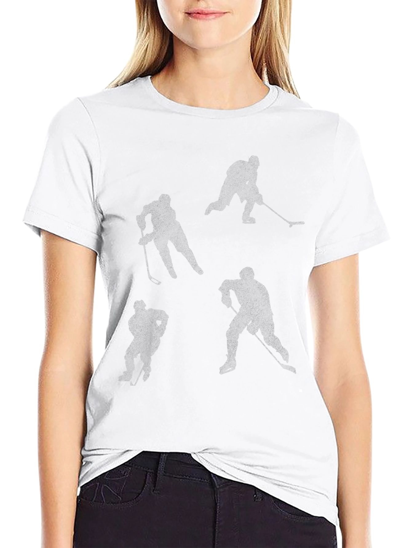 Hockey Player Silhouettes Black Tee