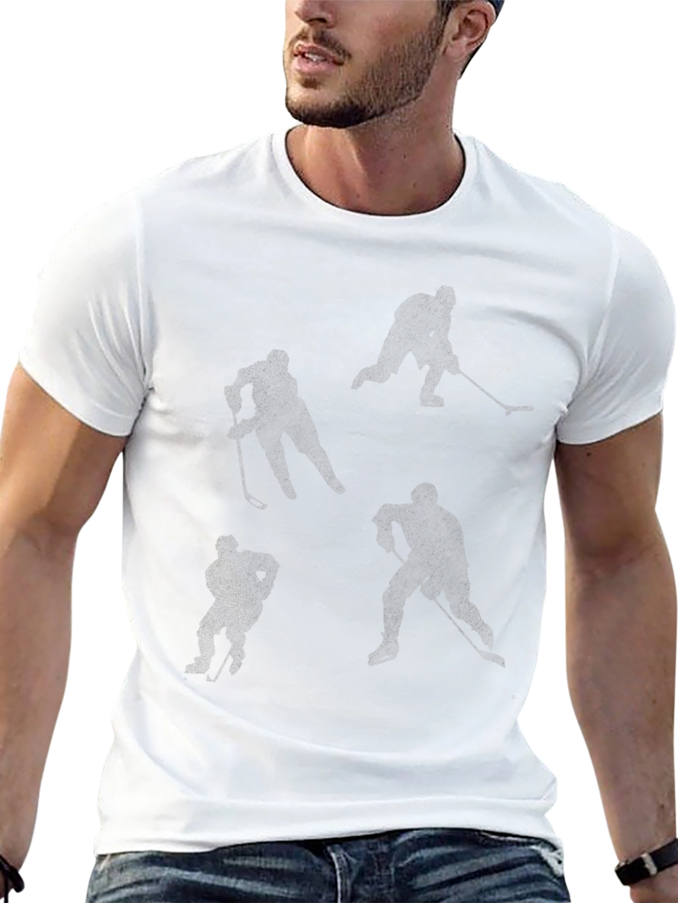 Hockey Player Silhouettes Black Tee