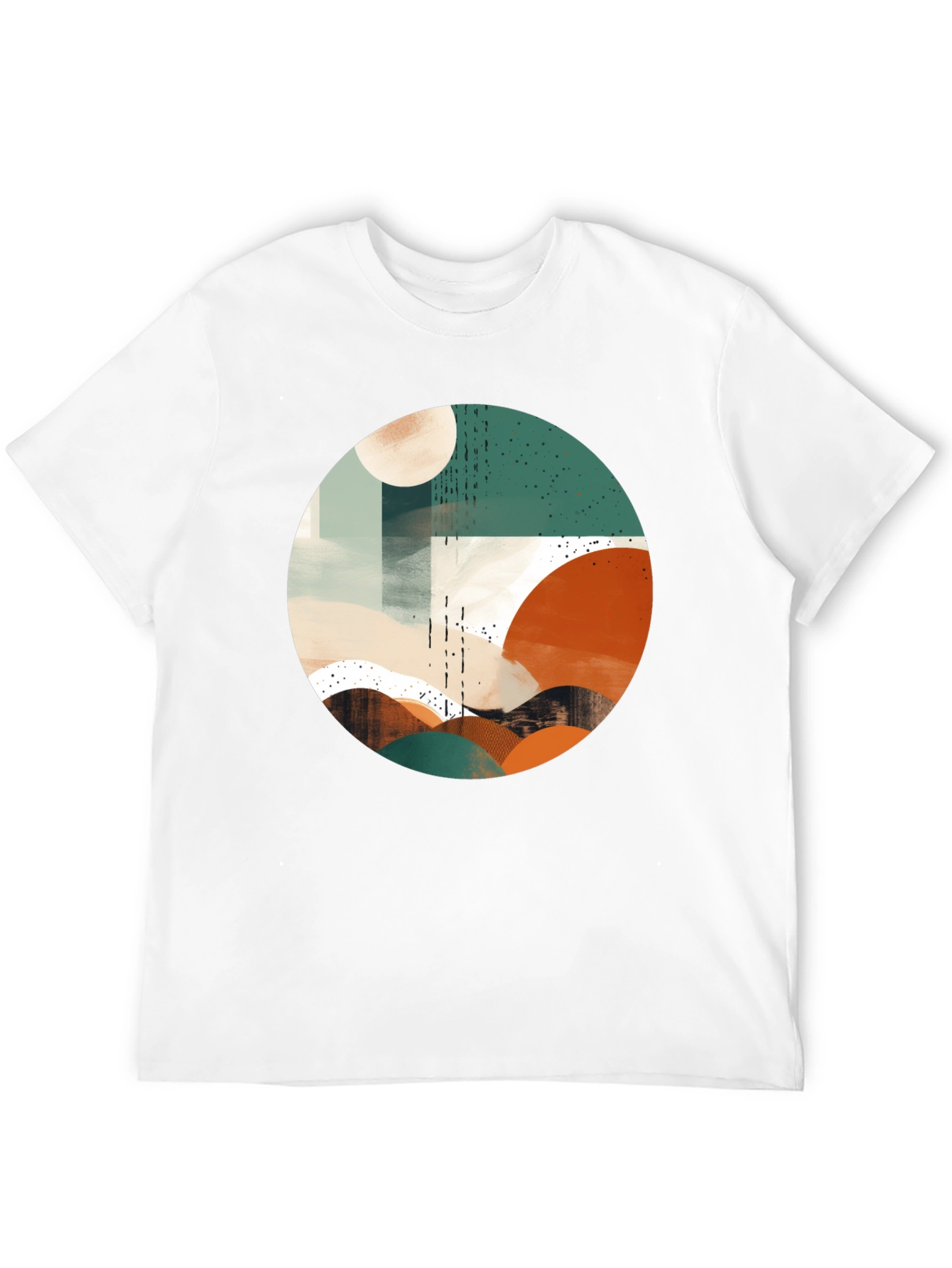 Abstract Geometric Circle Graphic Tee - Black