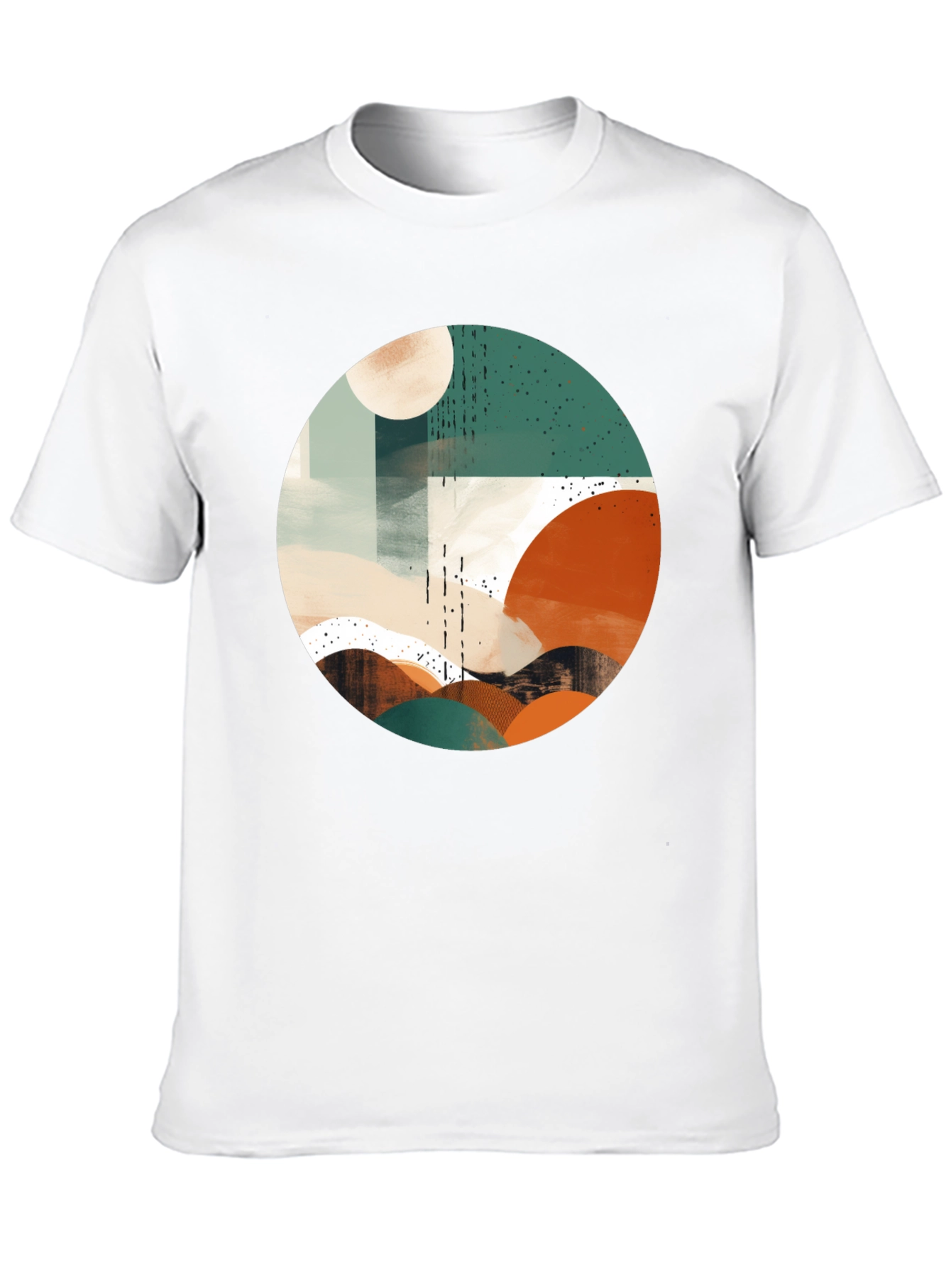 Abstract Geometric Circle Graphic Tee - Black
