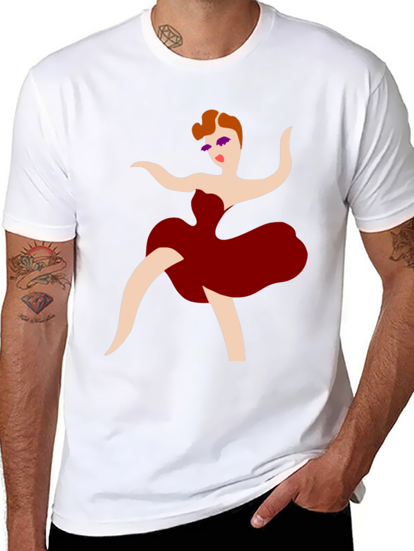 Dancing Lady Graphic Tee - Stylish Black T-Shirt