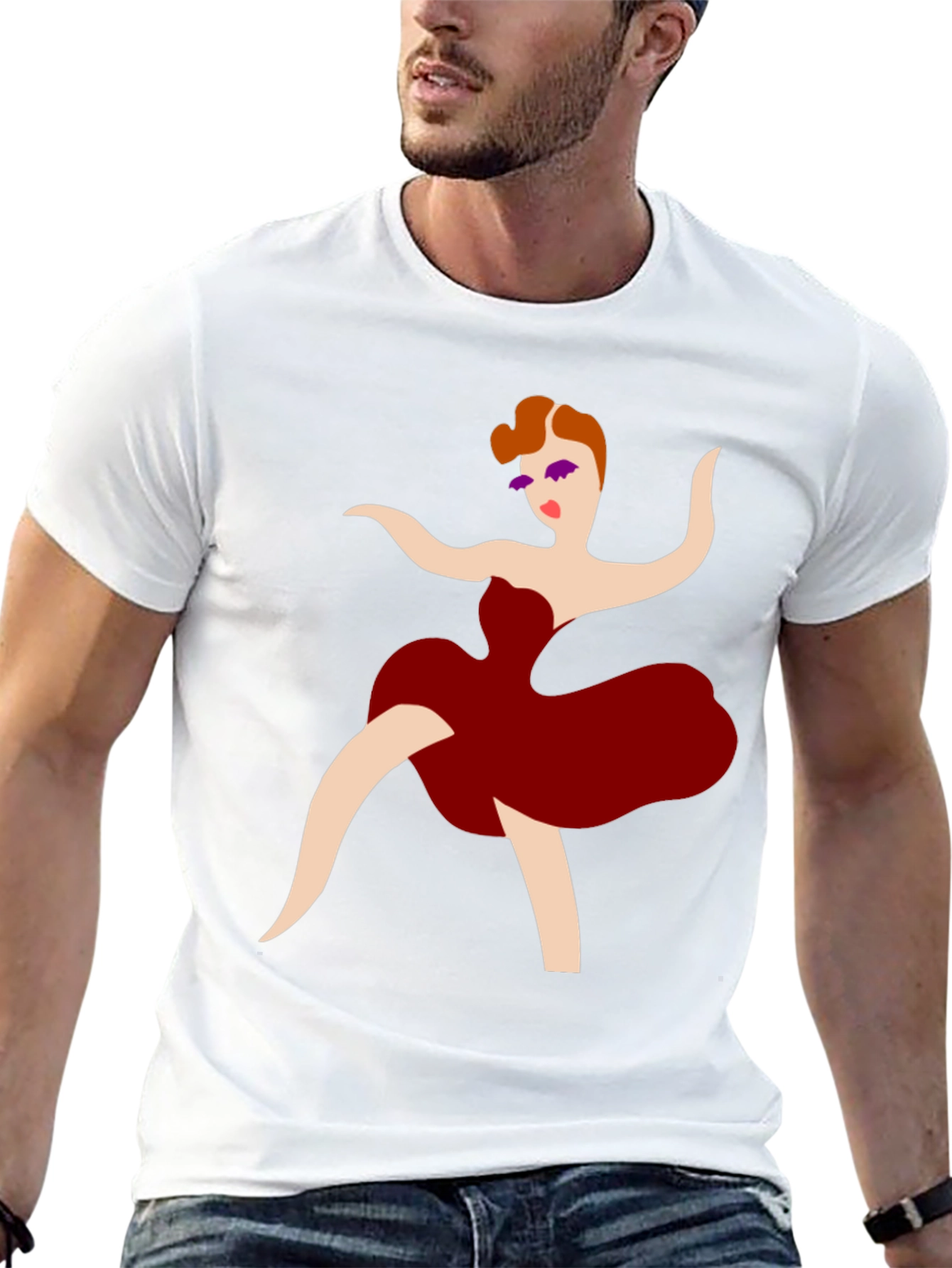 Dancing Lady Graphic Tee - Stylish Black T-Shirt