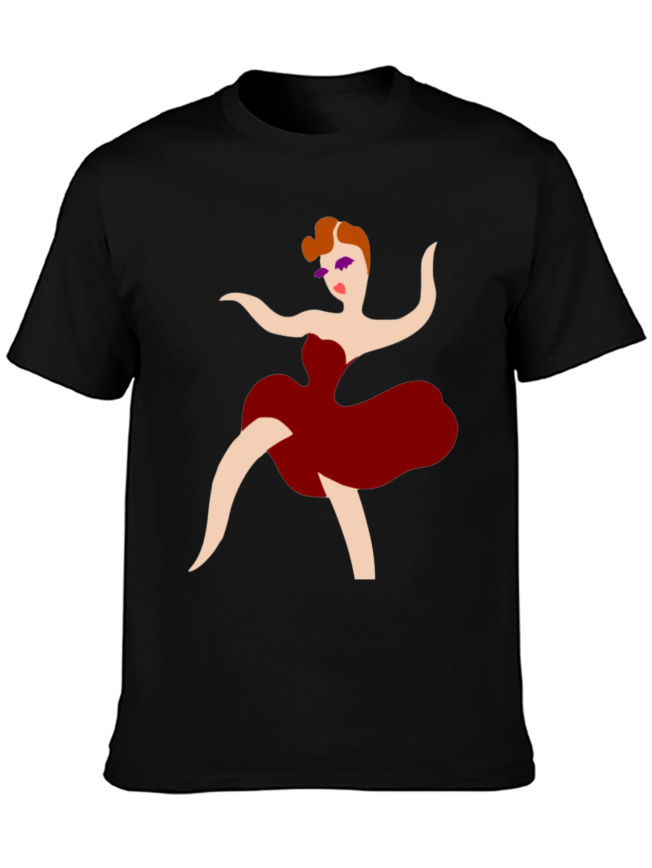 Dancing Lady Graphic Tee - Stylish Black T-Shirt