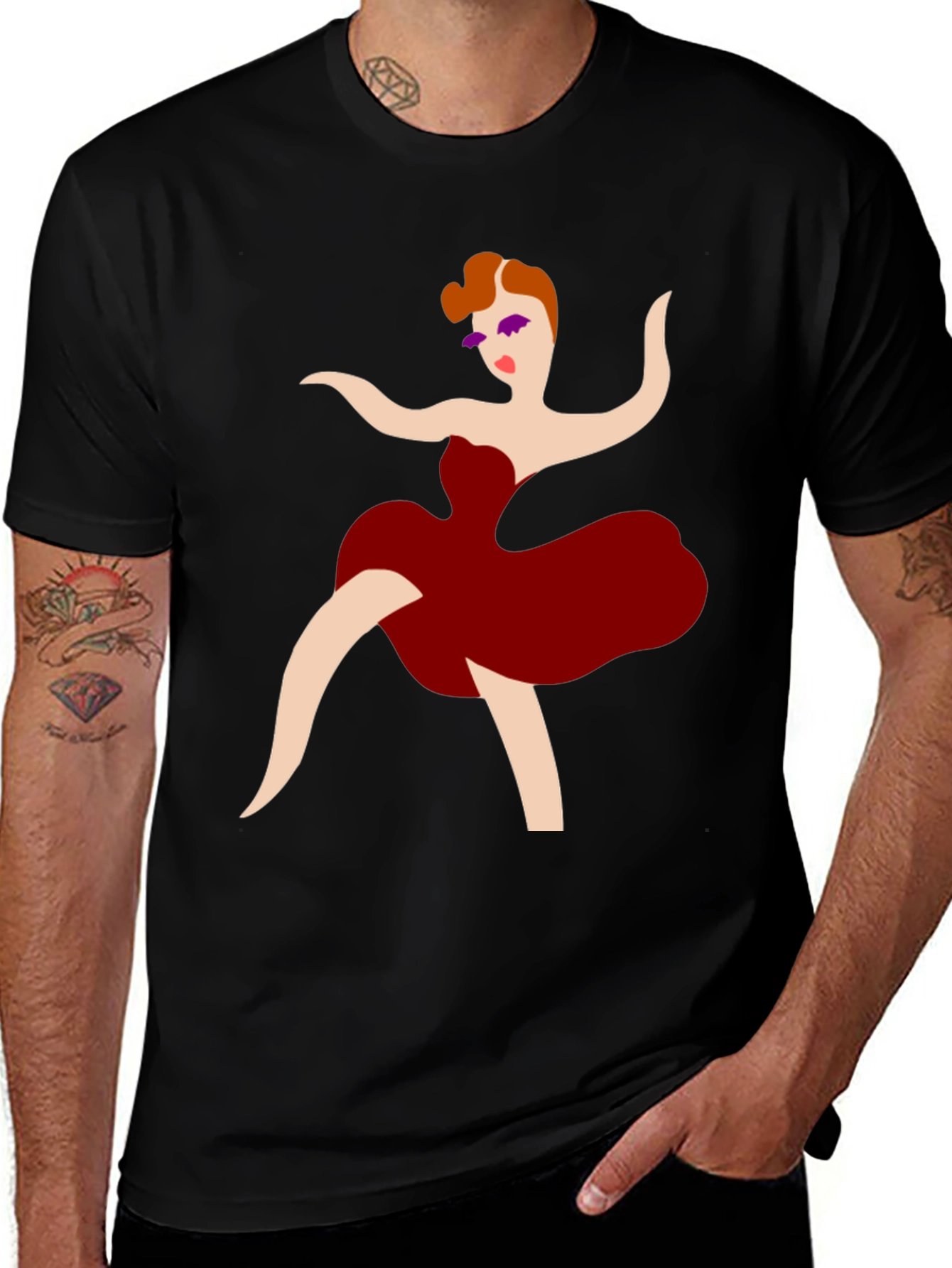 Dancing Lady Graphic Tee - Stylish Black T-Shirt