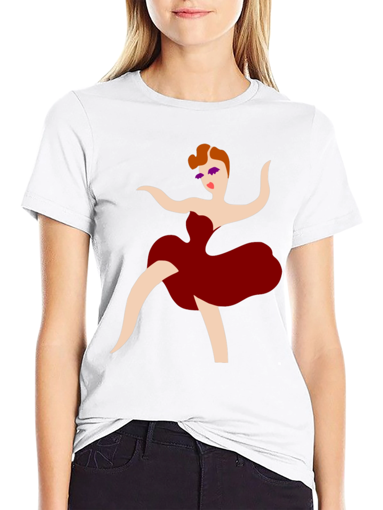 Dancing Lady Graphic Tee - Stylish Black T-Shirt