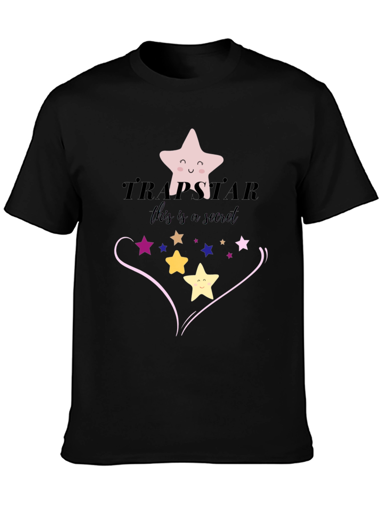 Trapsatar Black T-Shirt with Star Design