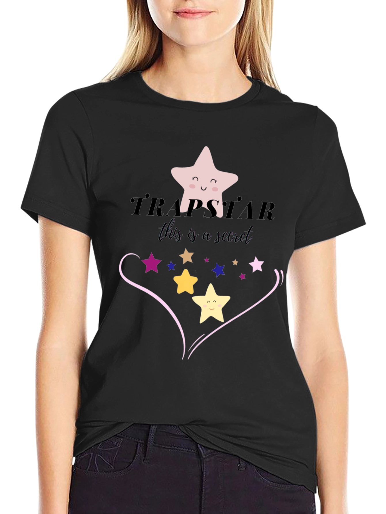 Trapsatar Black T-Shirt with Star Design