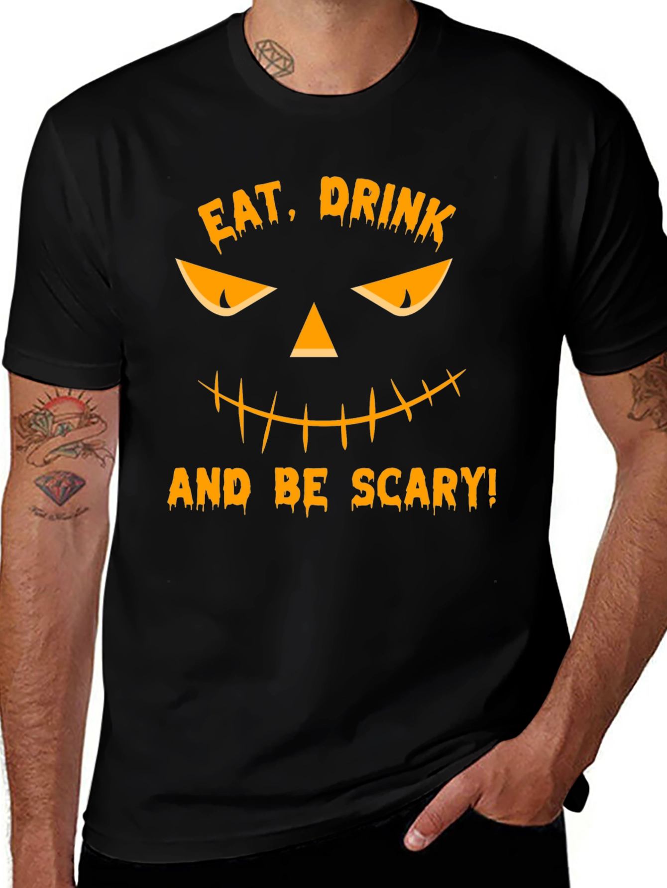 Halloween Pumpkin Face Graphic T-Shirt