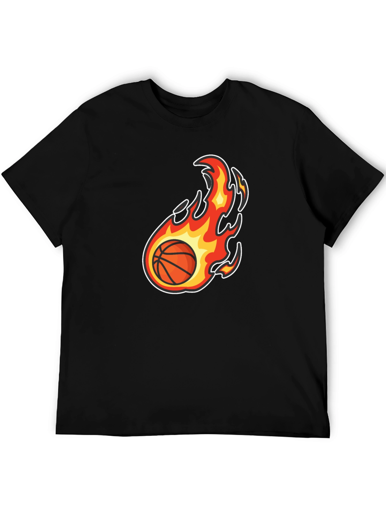 Flaming Basketball Graphic Tee - Black