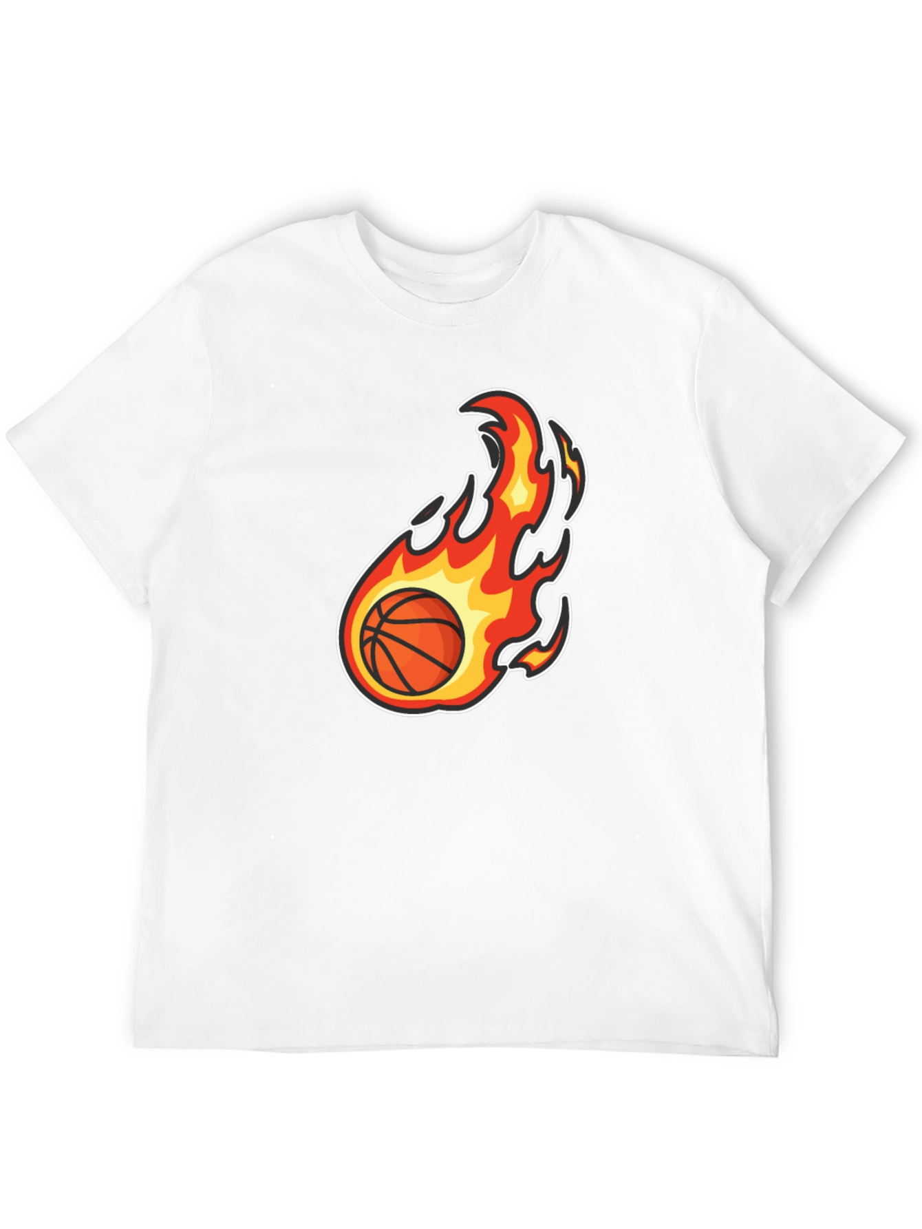 Flaming Basketball Graphic Tee - Black