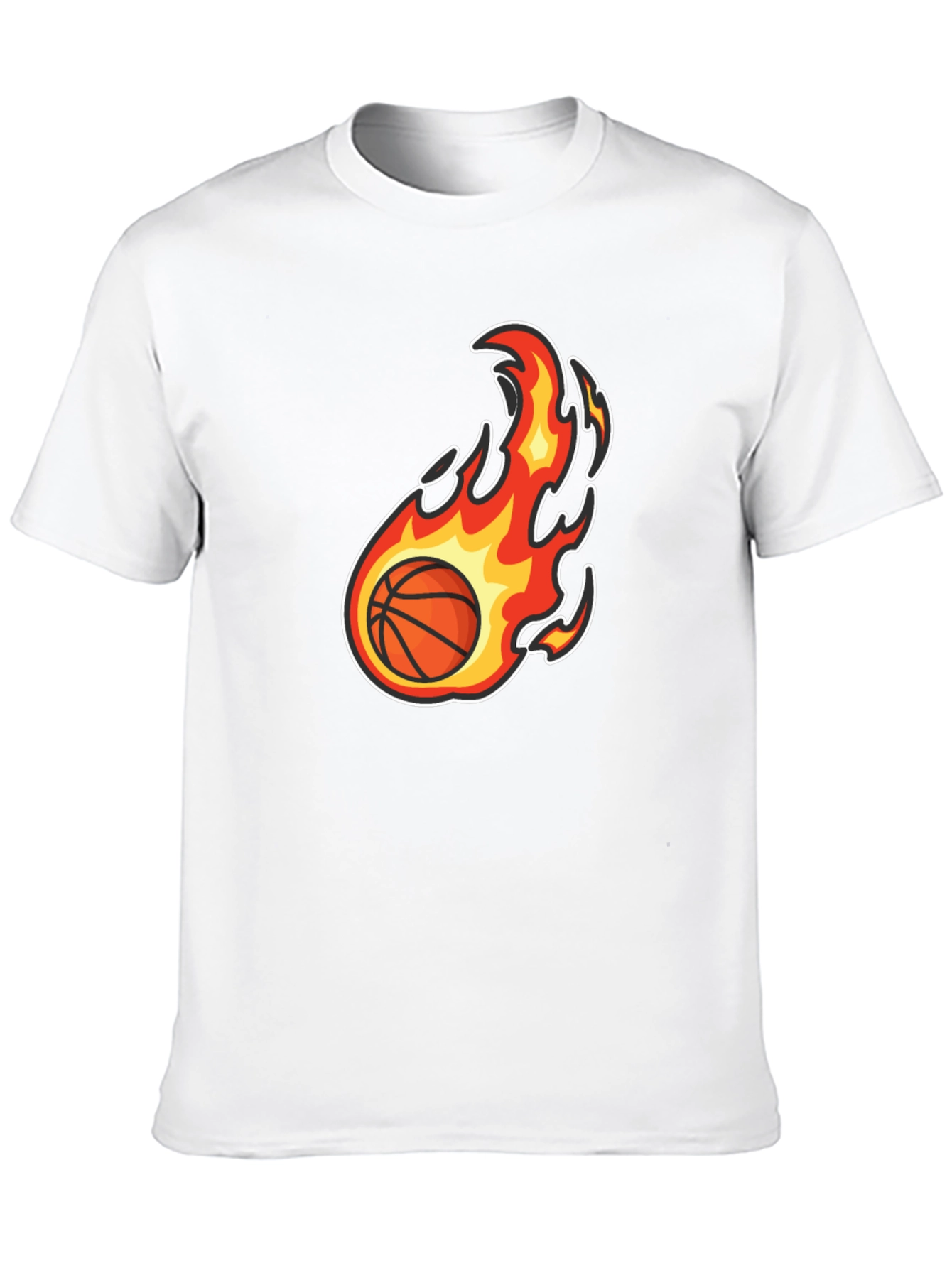 Flaming Basketball Graphic Tee - Black