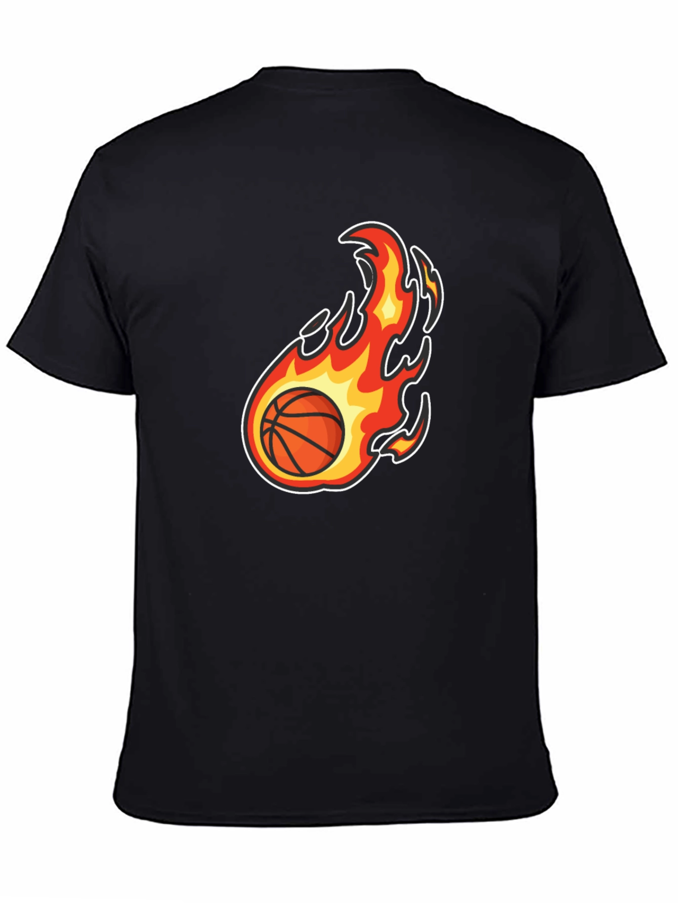 Flaming Basketball Graphic Tee - Black