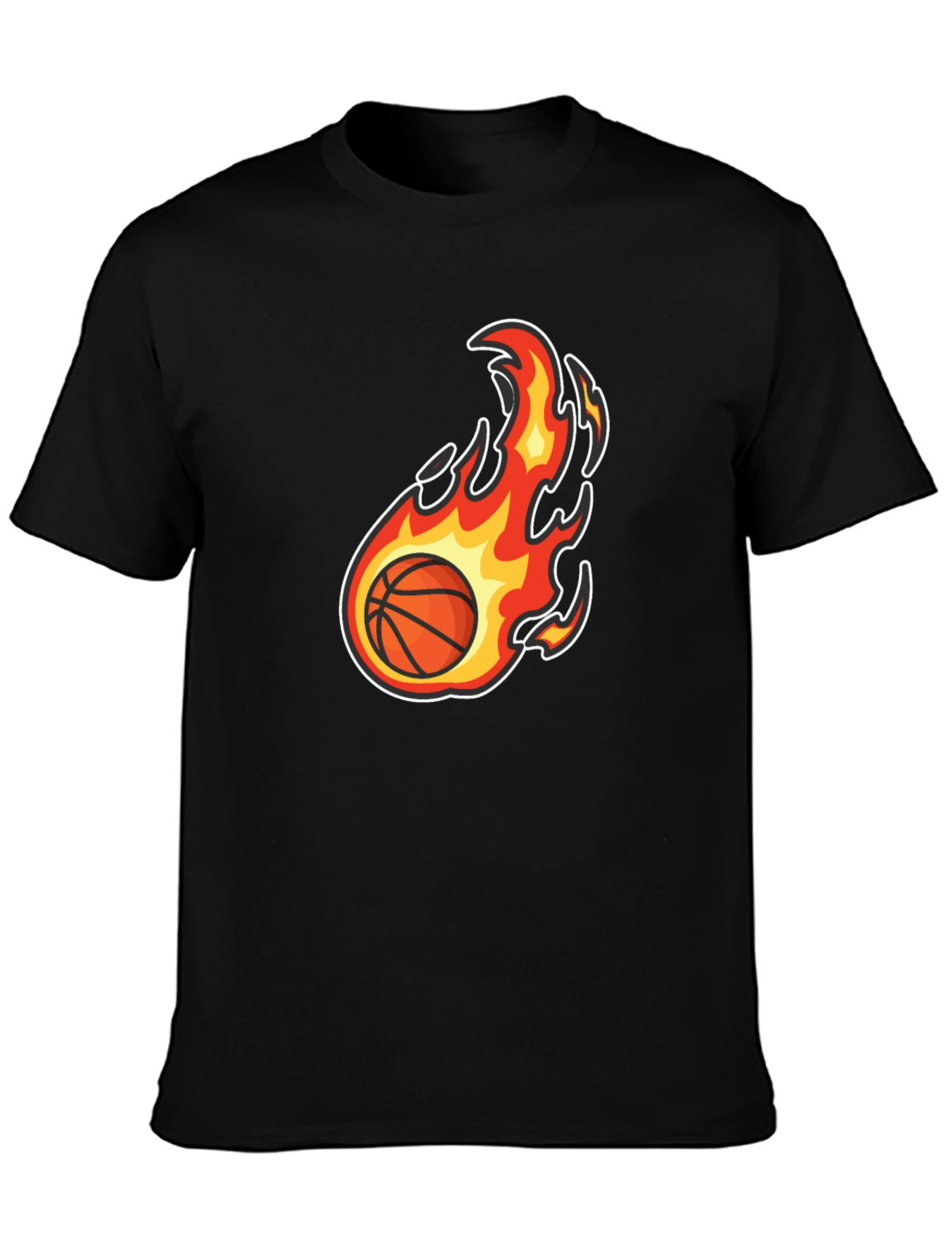 Flaming Basketball Graphic Tee - Black