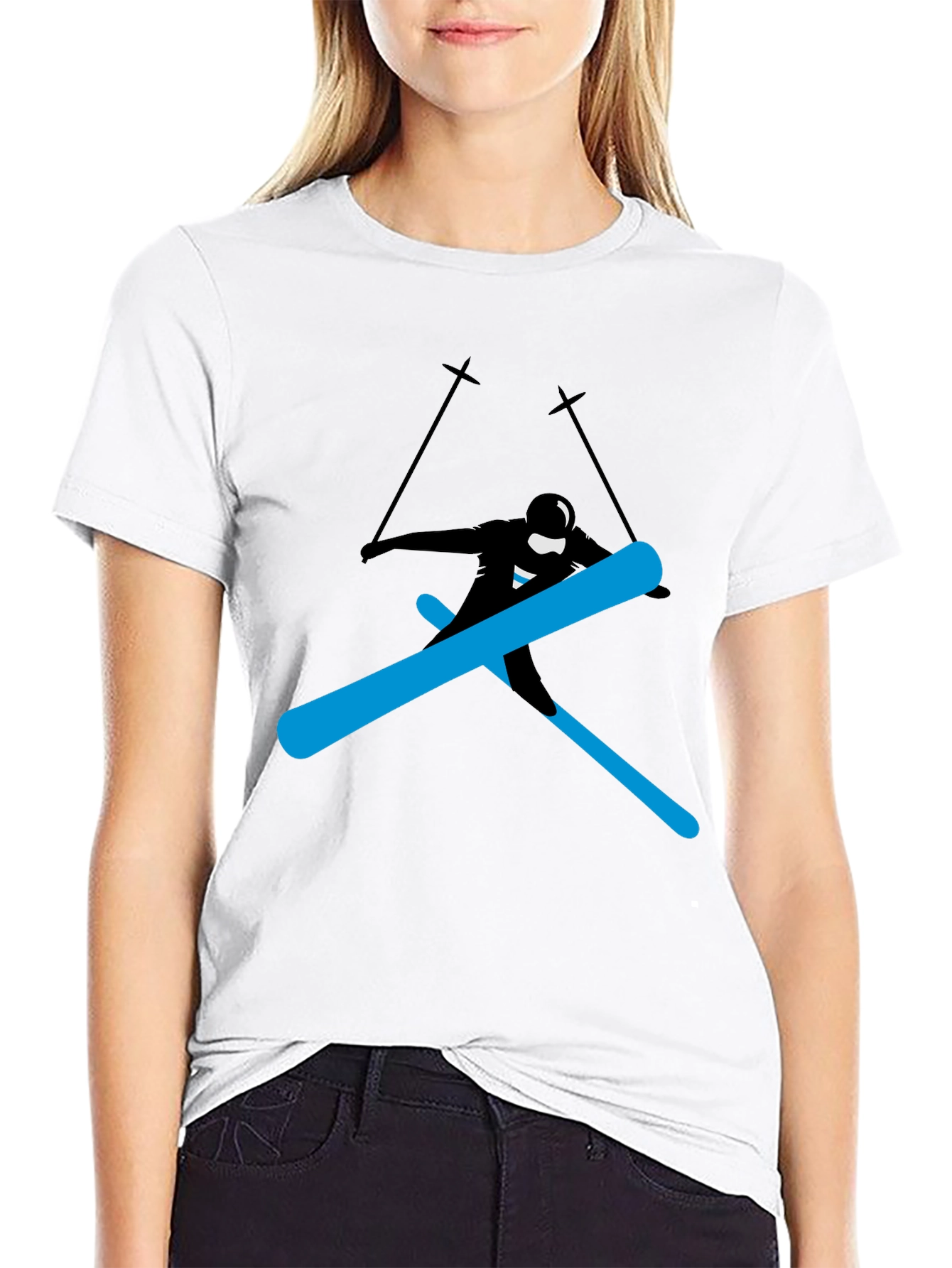 Cool Skier Graphic Tee - Black