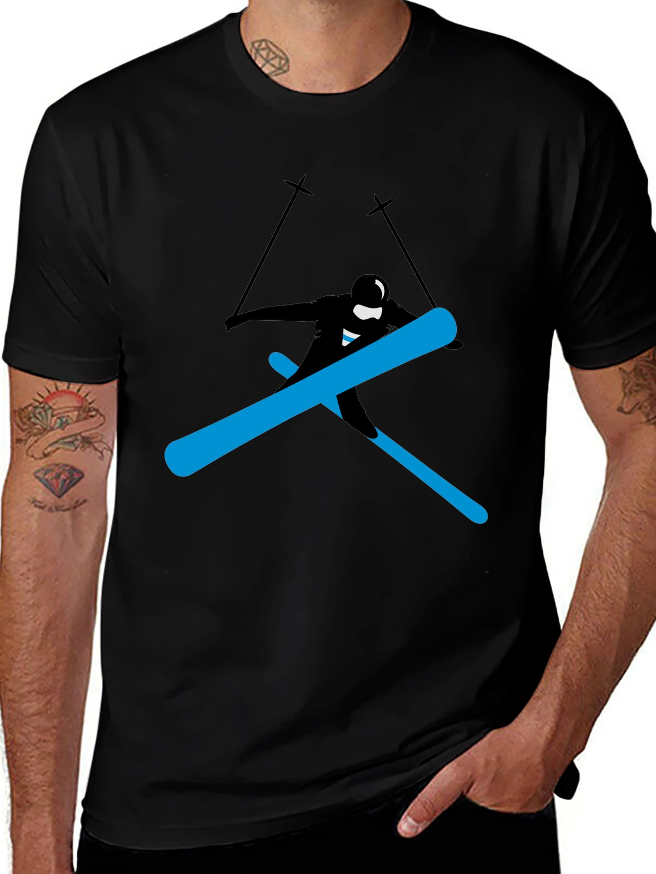 Cool Skier Graphic Tee - Black