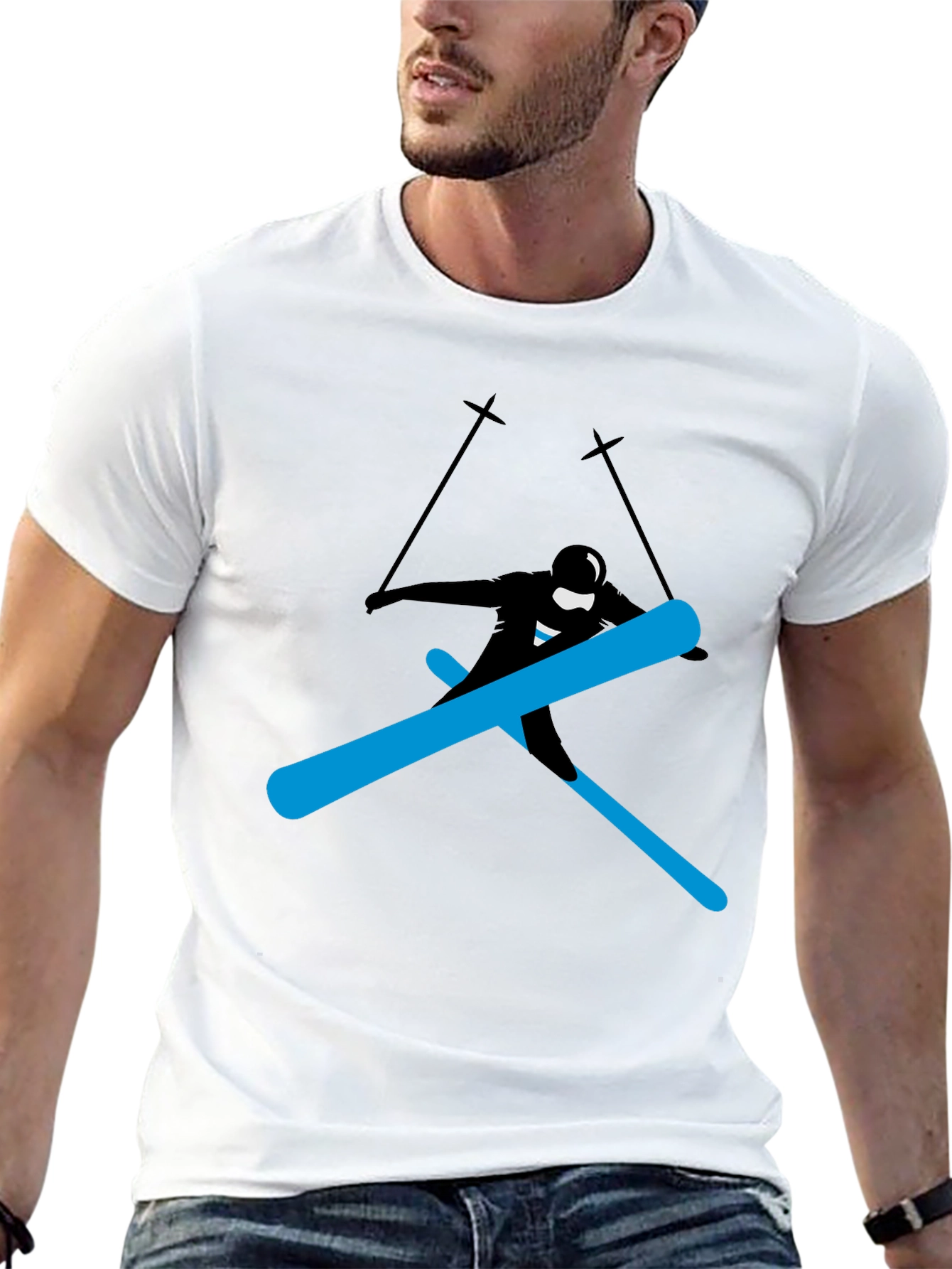 Cool Skier Graphic Tee - Black