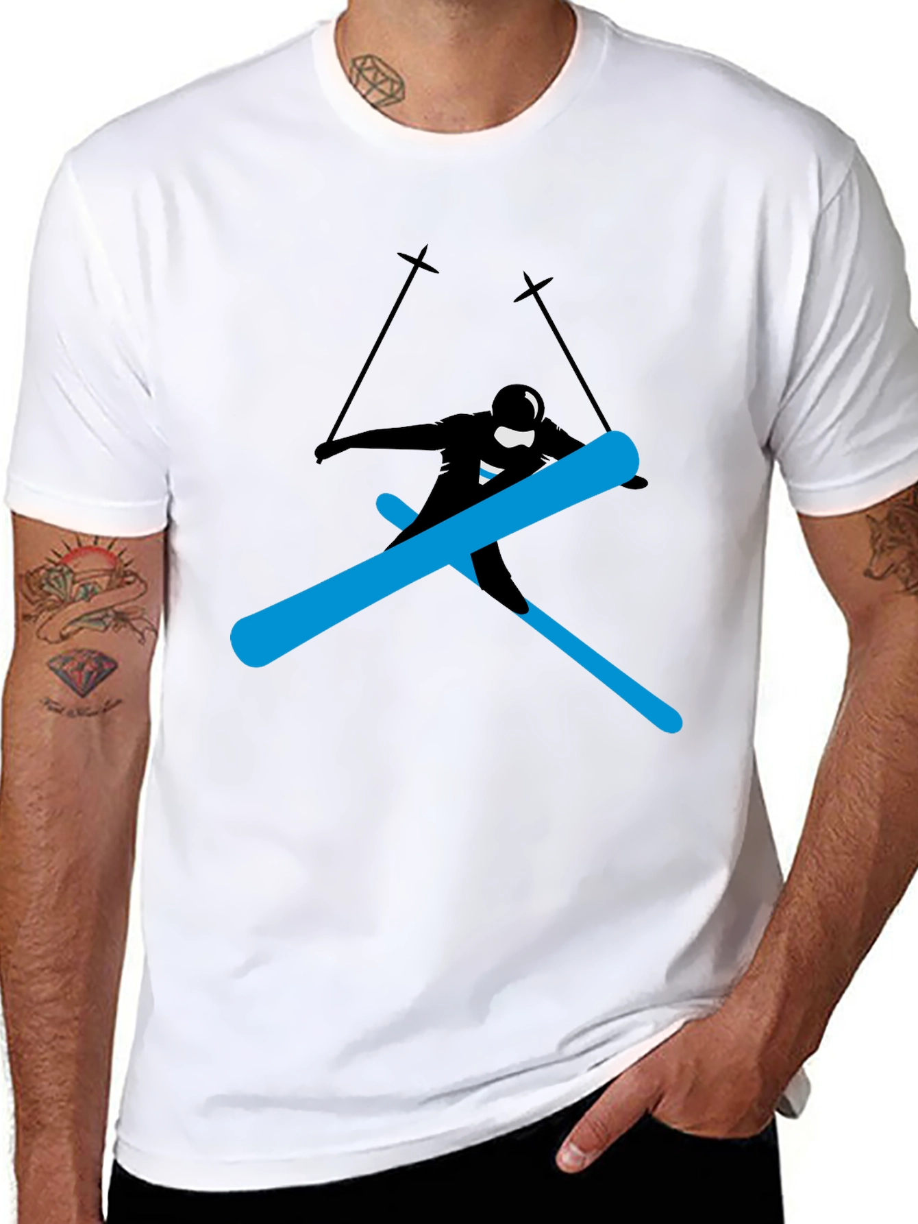 Cool Skier Graphic Tee - Black