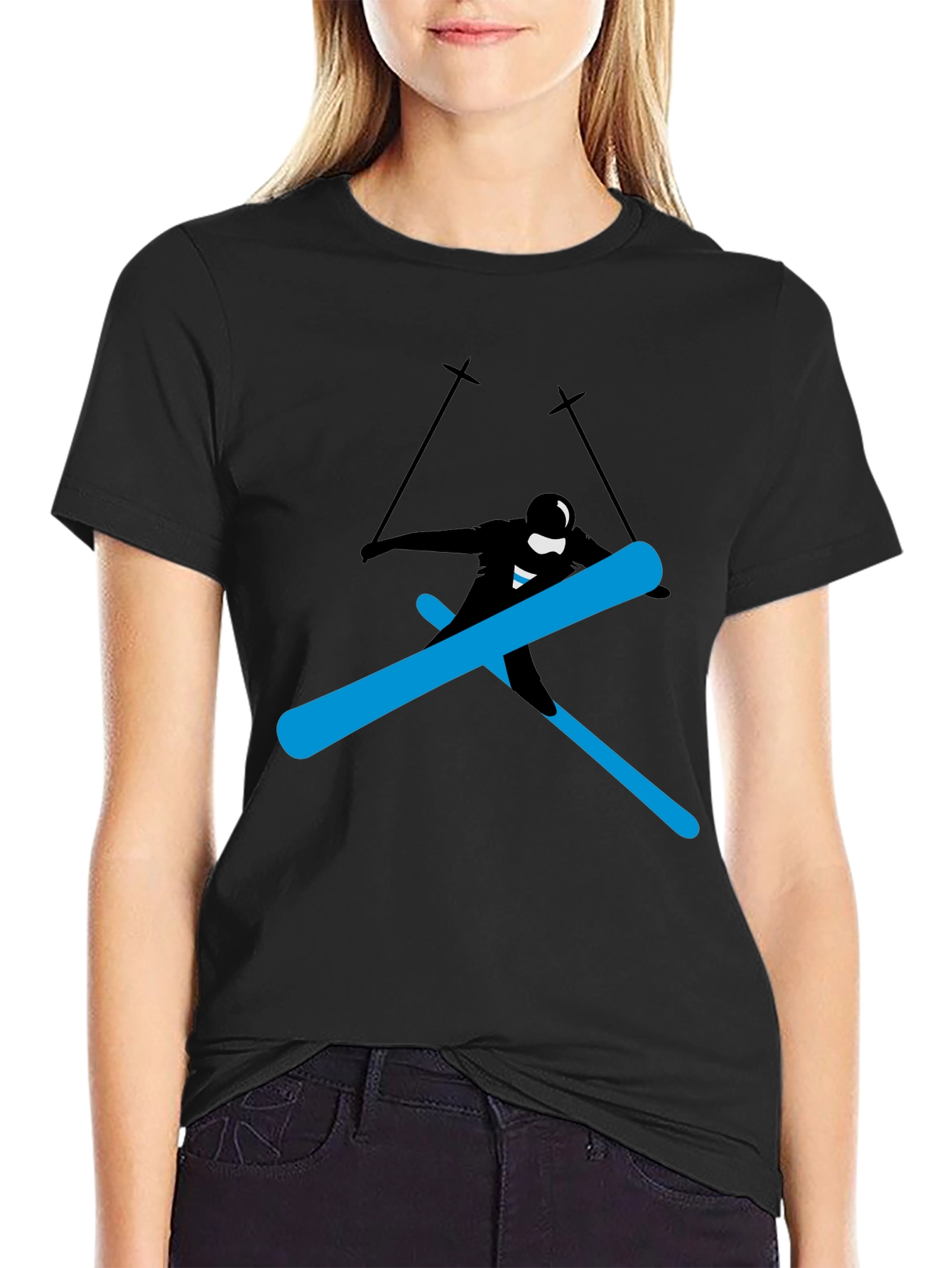 Cool Skier Graphic Tee - Black