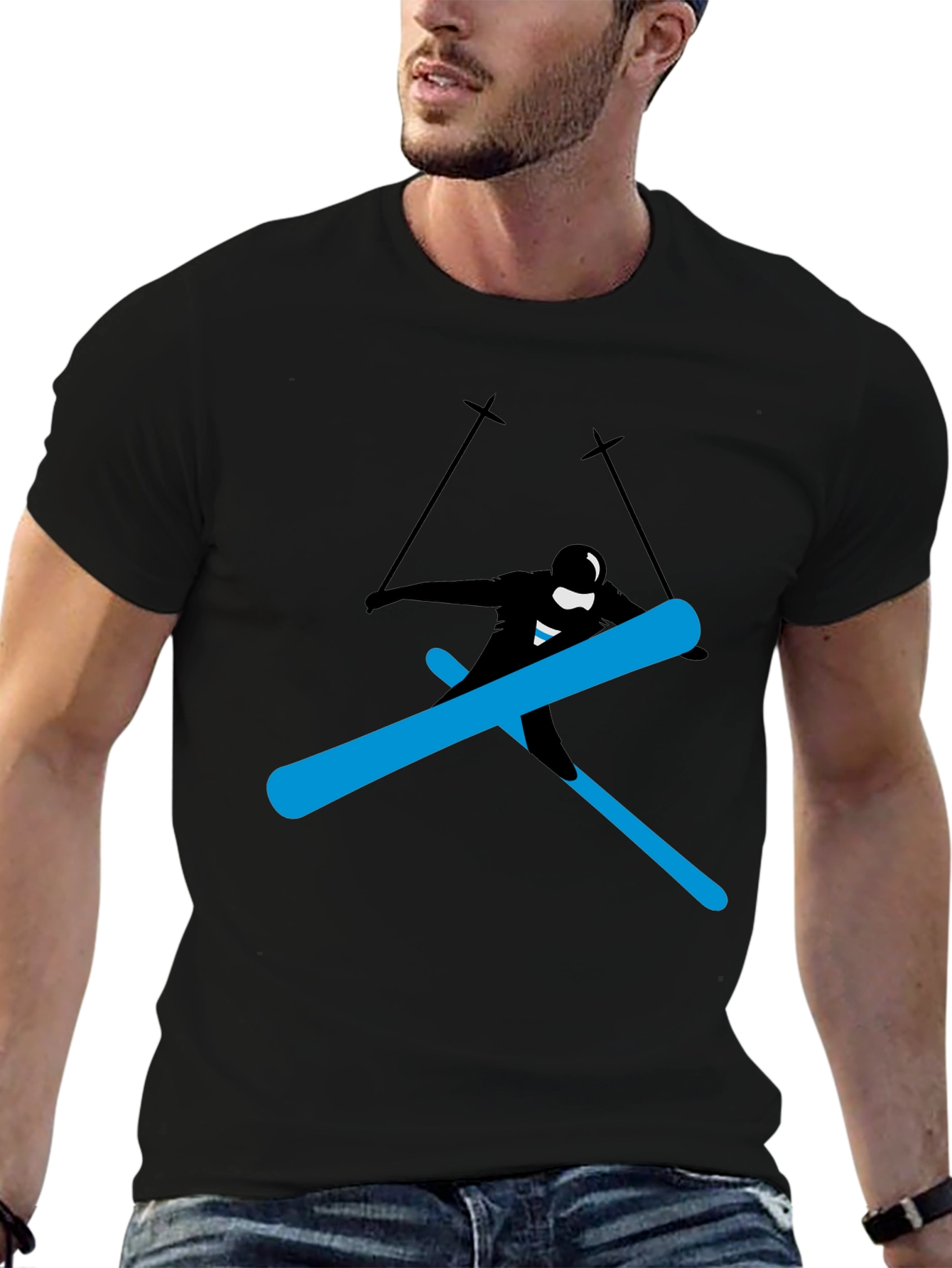 Cool Skier Graphic Tee - Black