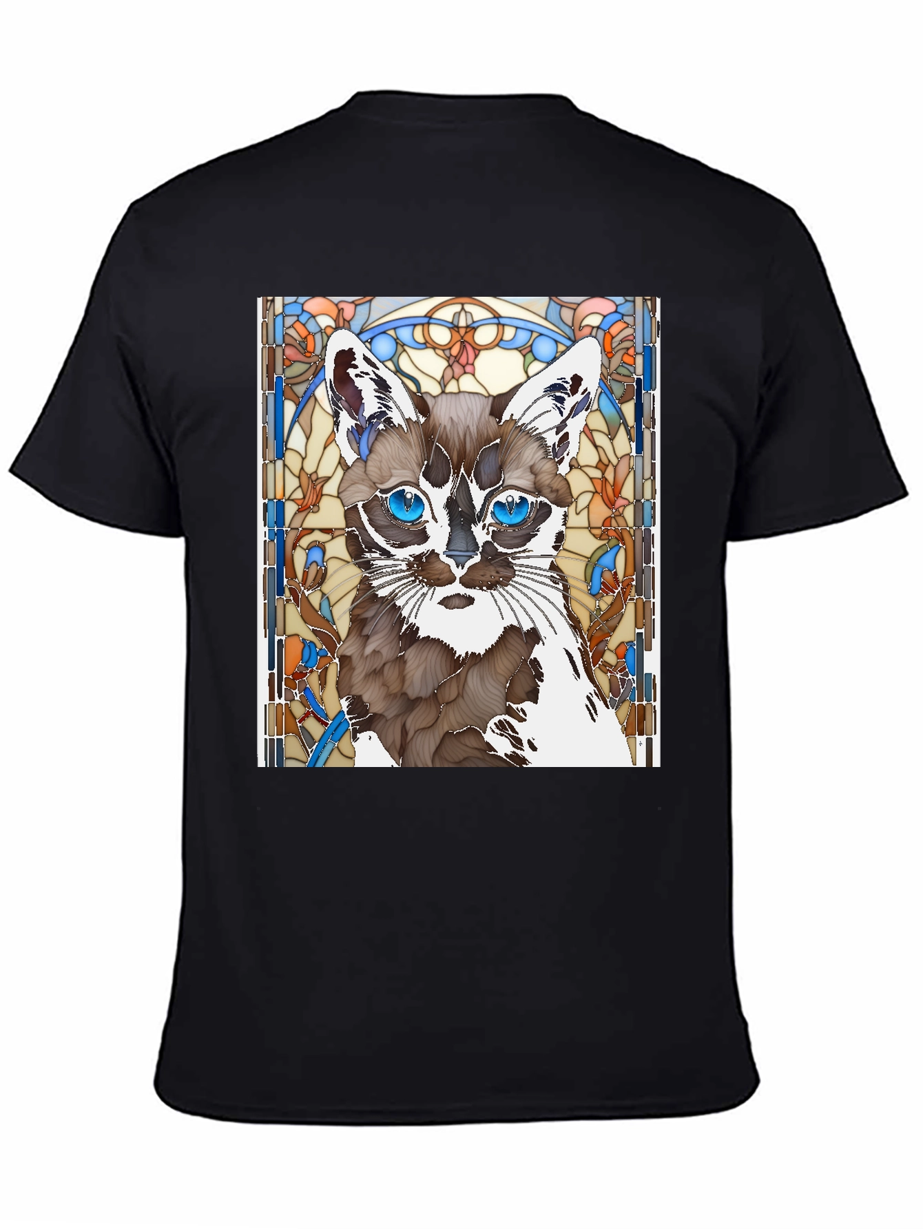Cat Stained Glass Art T-Shirt - Unique Design