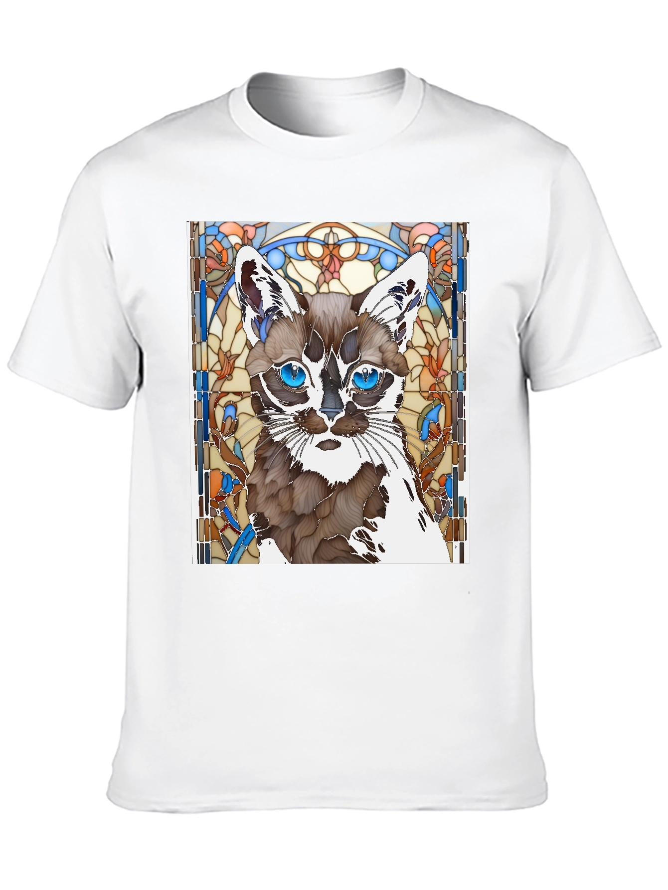 Cat Stained Glass Art T-Shirt - Unique Design
