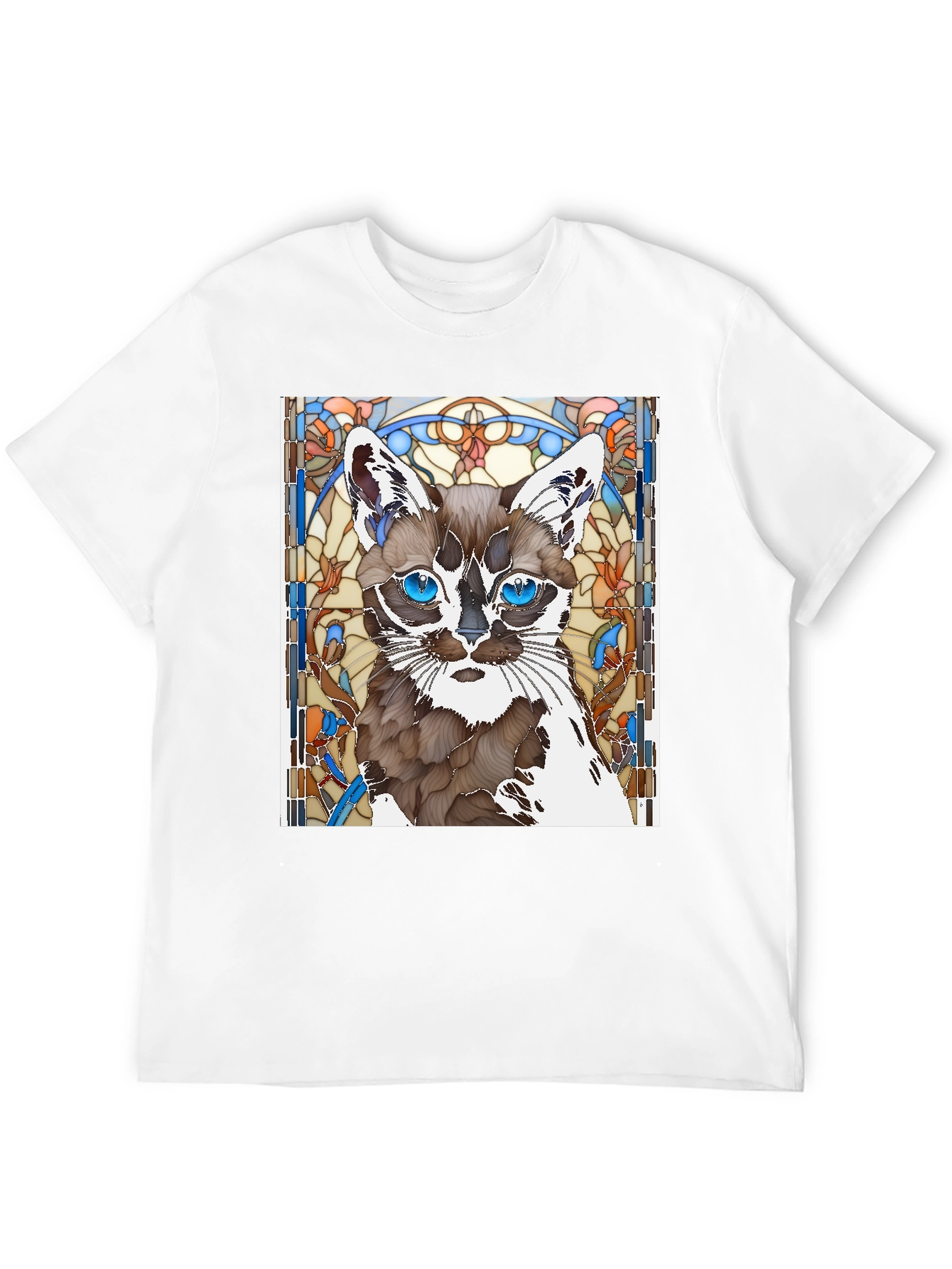Cat Stained Glass Art T-Shirt - Unique Design